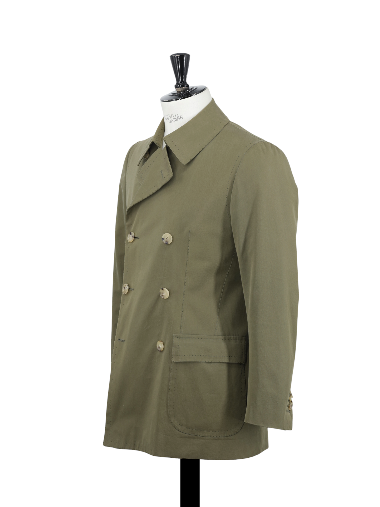 Cesare Attolini Olive Green Pure-Cotton Sartorial Caban Peacoat