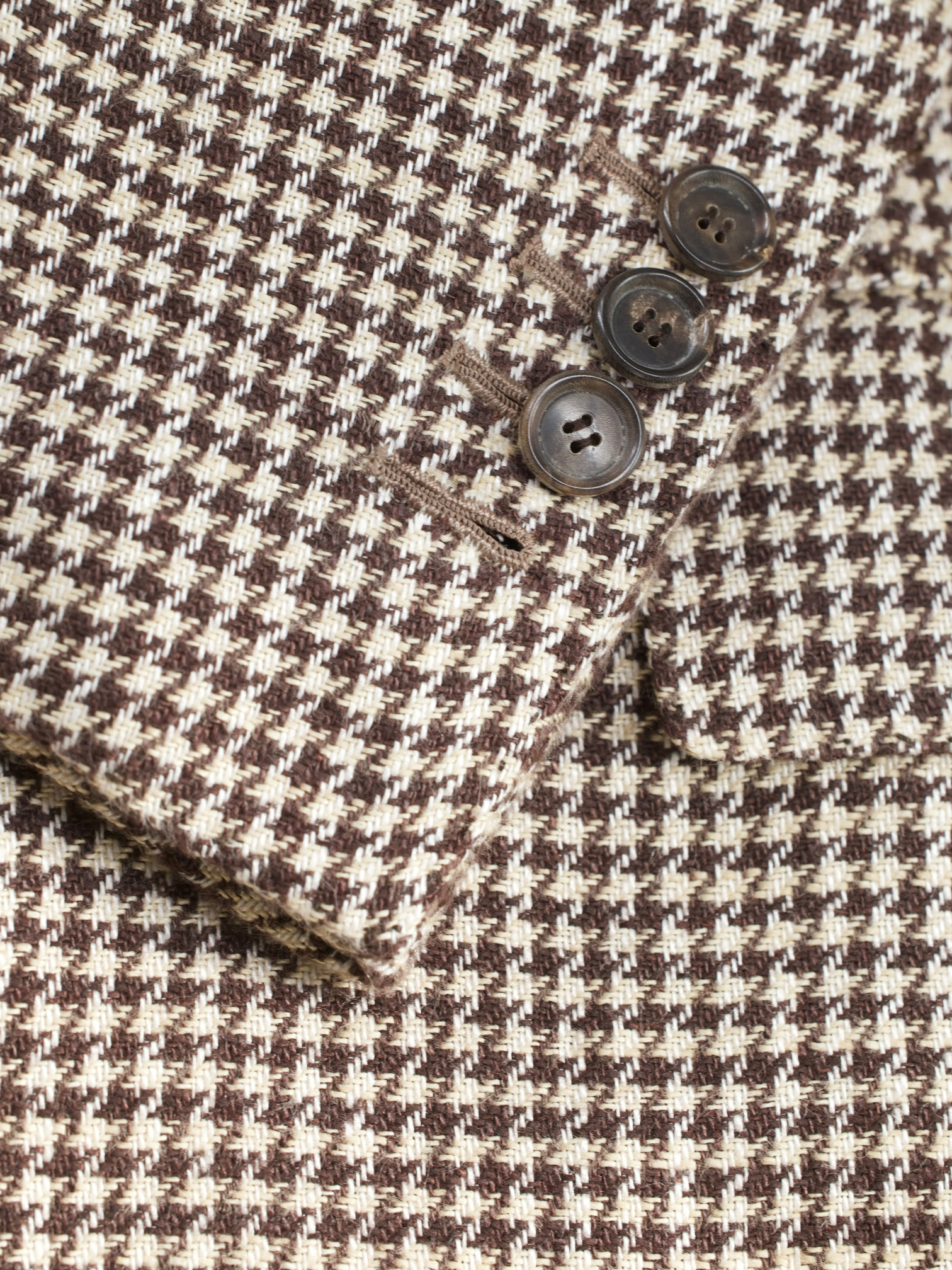 Cesare Attolini Light Brown Pure Linen Pied de Poule Summer Jacket