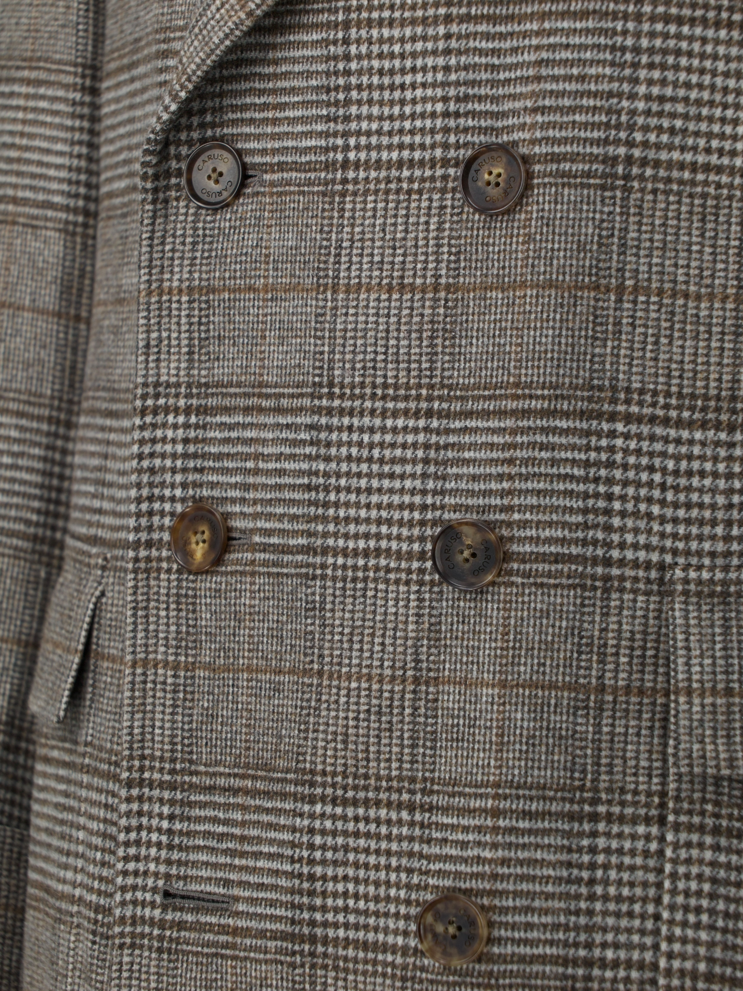 Caruso Light Brown Superfine "Zelander" Wool Prince of Wales Ulster Coat