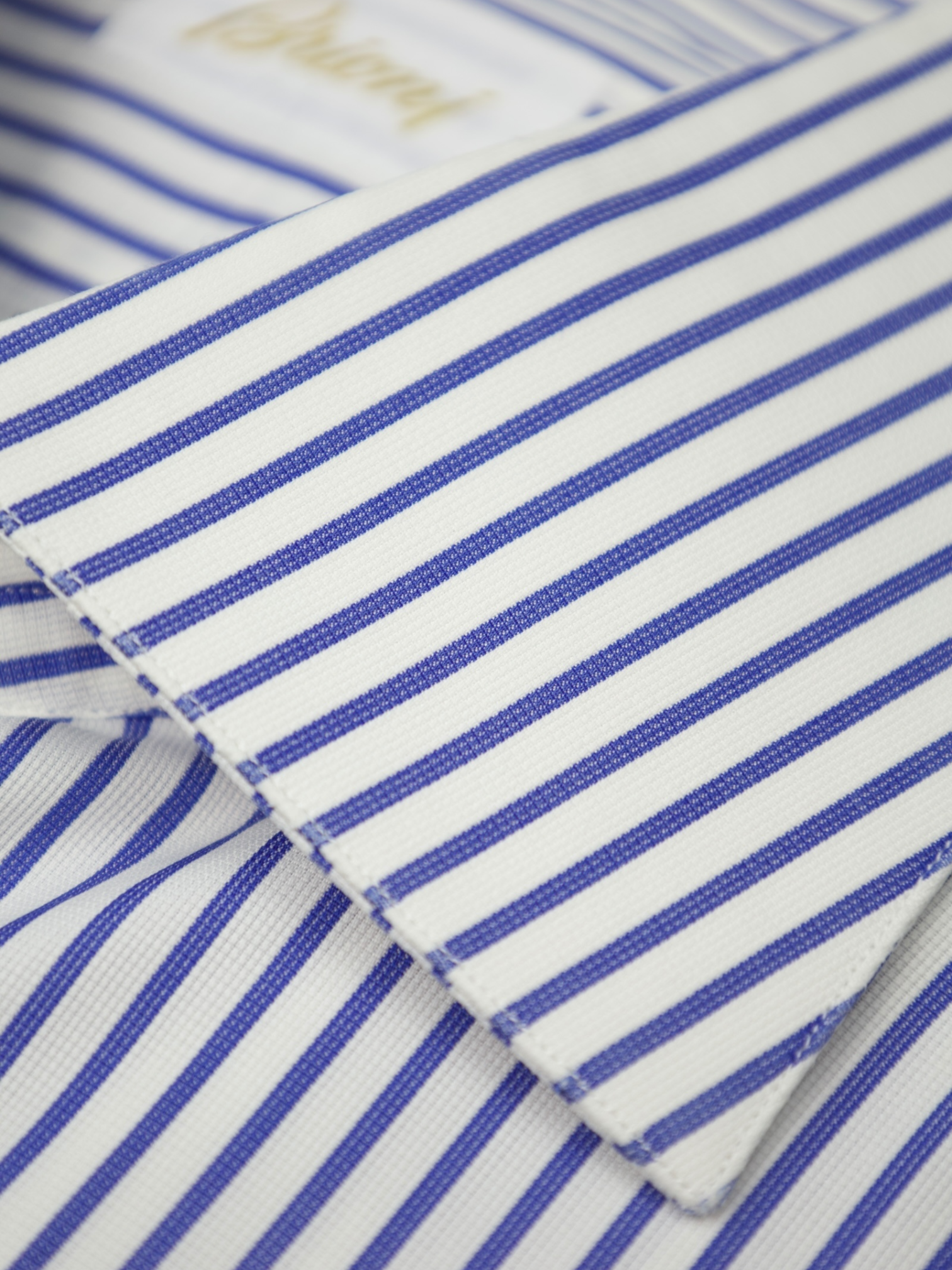 Brioni White & Royal Blue Cotton Bengal Stripe Shirt