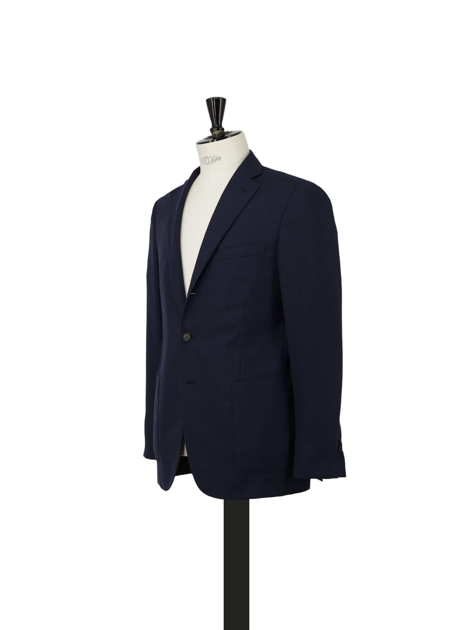 Caruso Dark Blue Pure Wool Micro-Structure Blazer Jacket