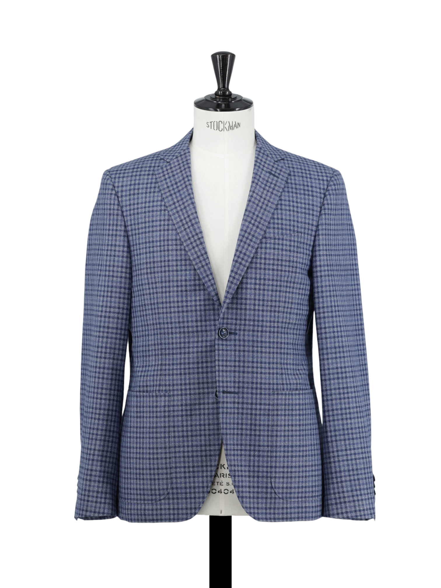Canali Blue & Grey Lightweight-Wool Gingham-Check Jacket