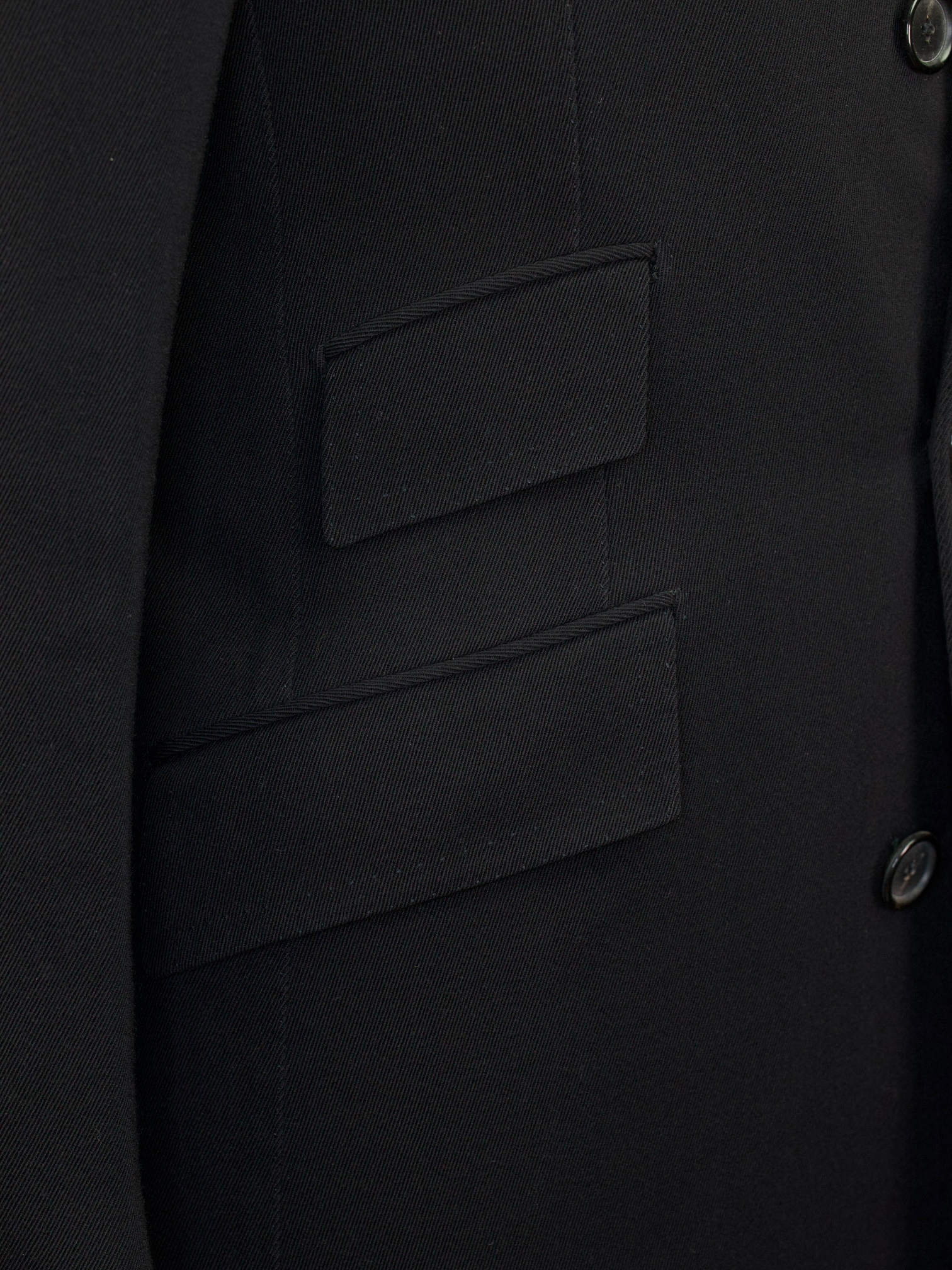 Cesare Attolini Black Wool & Cotton Gabardine-Twill Covert Coat