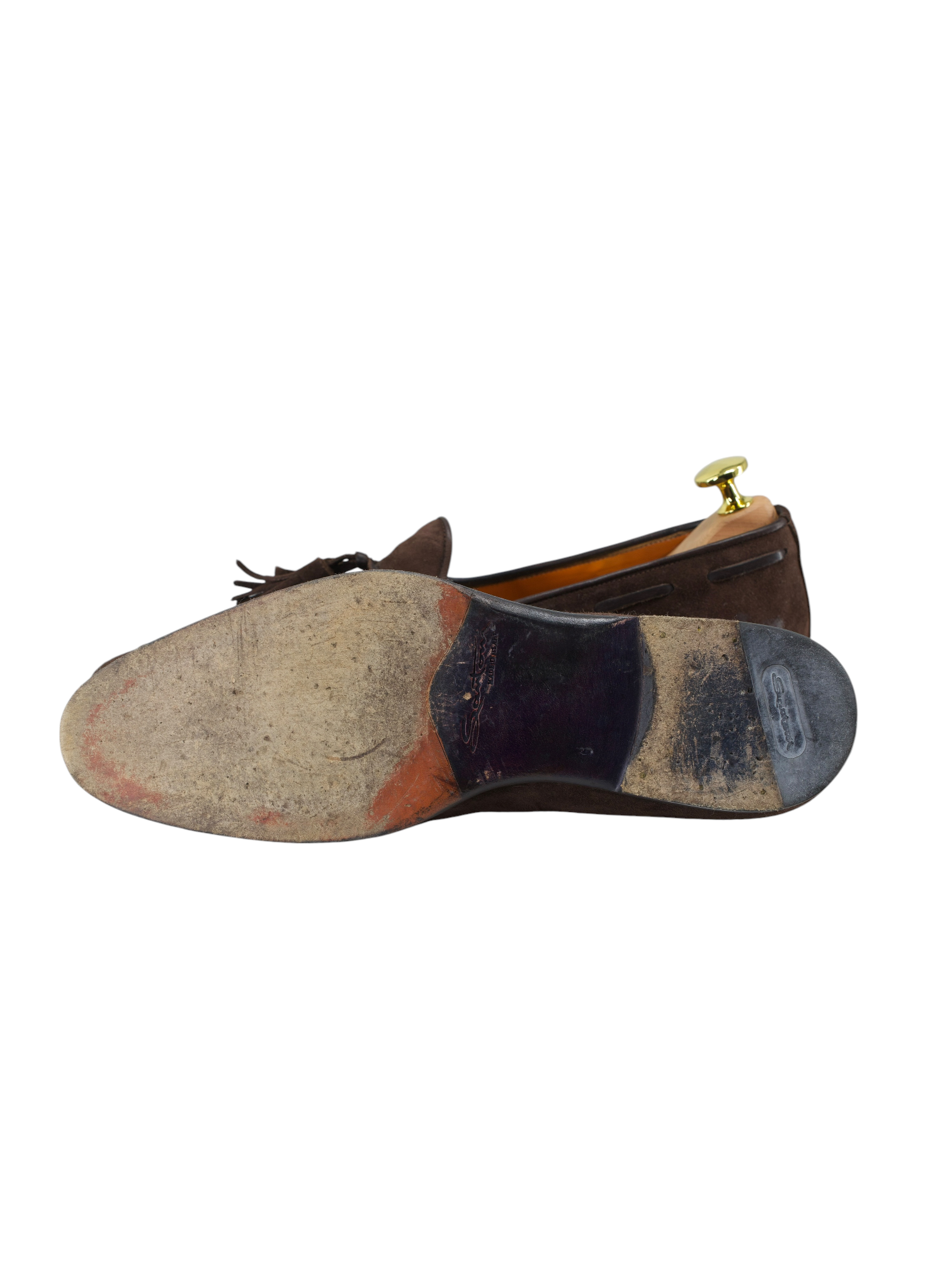 Santoni Dark Brown Suede Handgrade-Collection Tassel Loafer