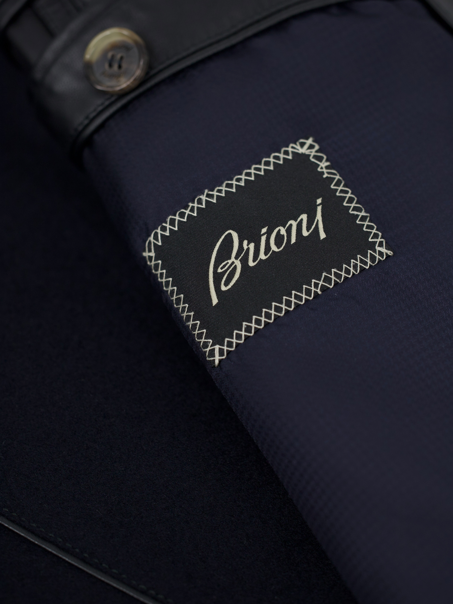 Brioni Navy Pure Cashmere Castorino-Fur Collar Coat