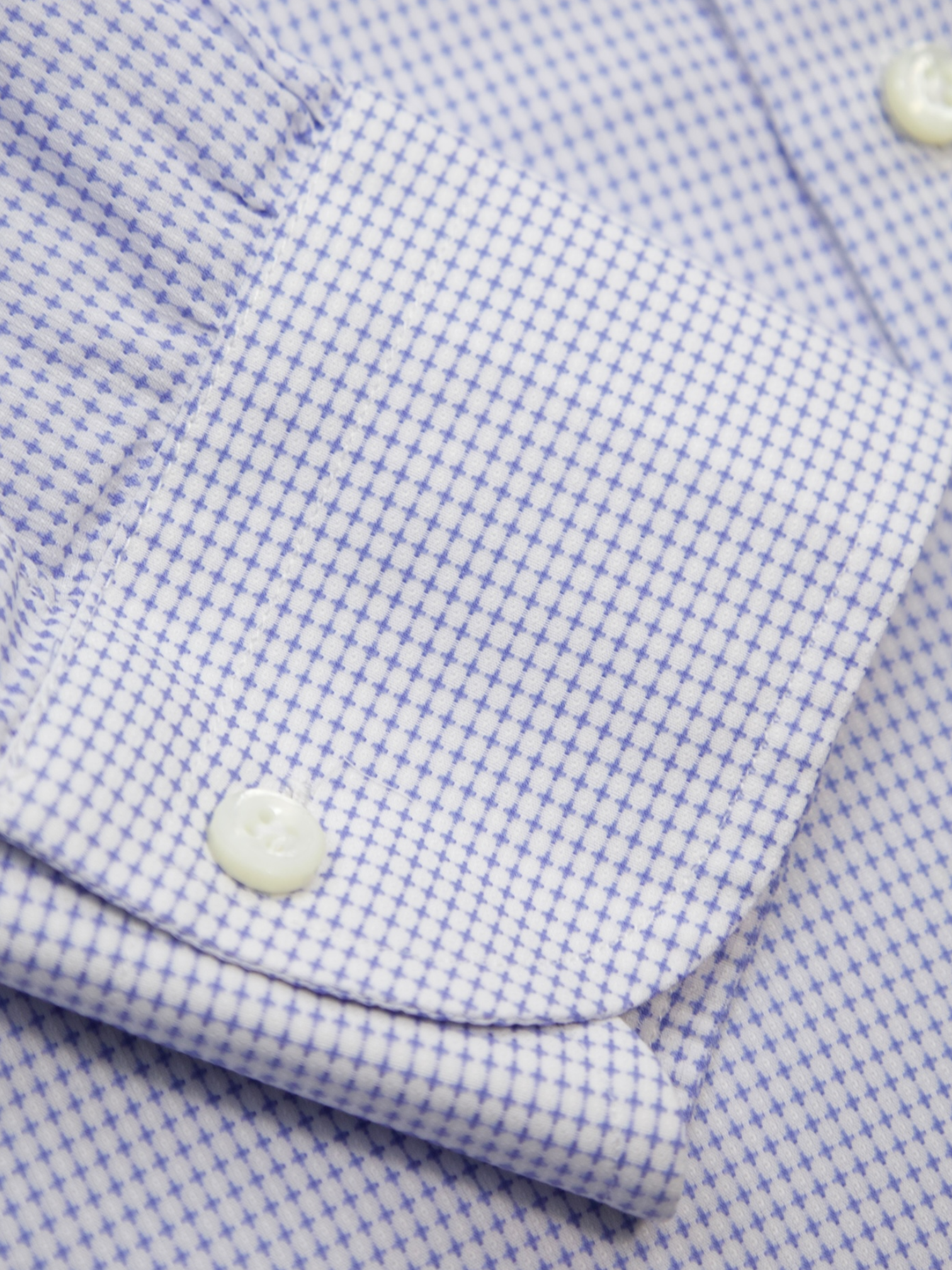 Cesare Attolini White & Light Blue Geometric Cotton Shirt