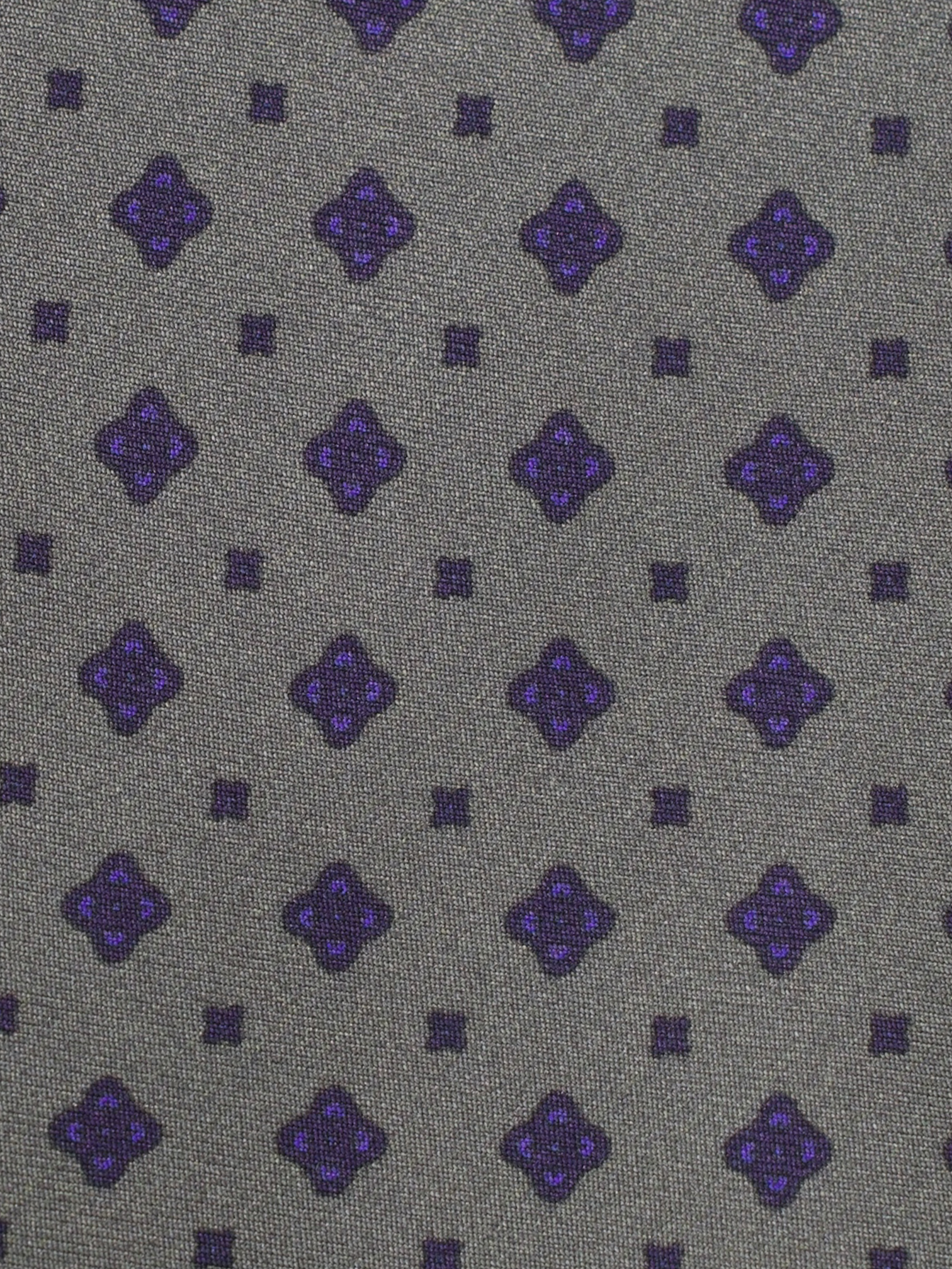 Kiton 5-Fold Warm Taupe & Purple Silk Geometric Tie