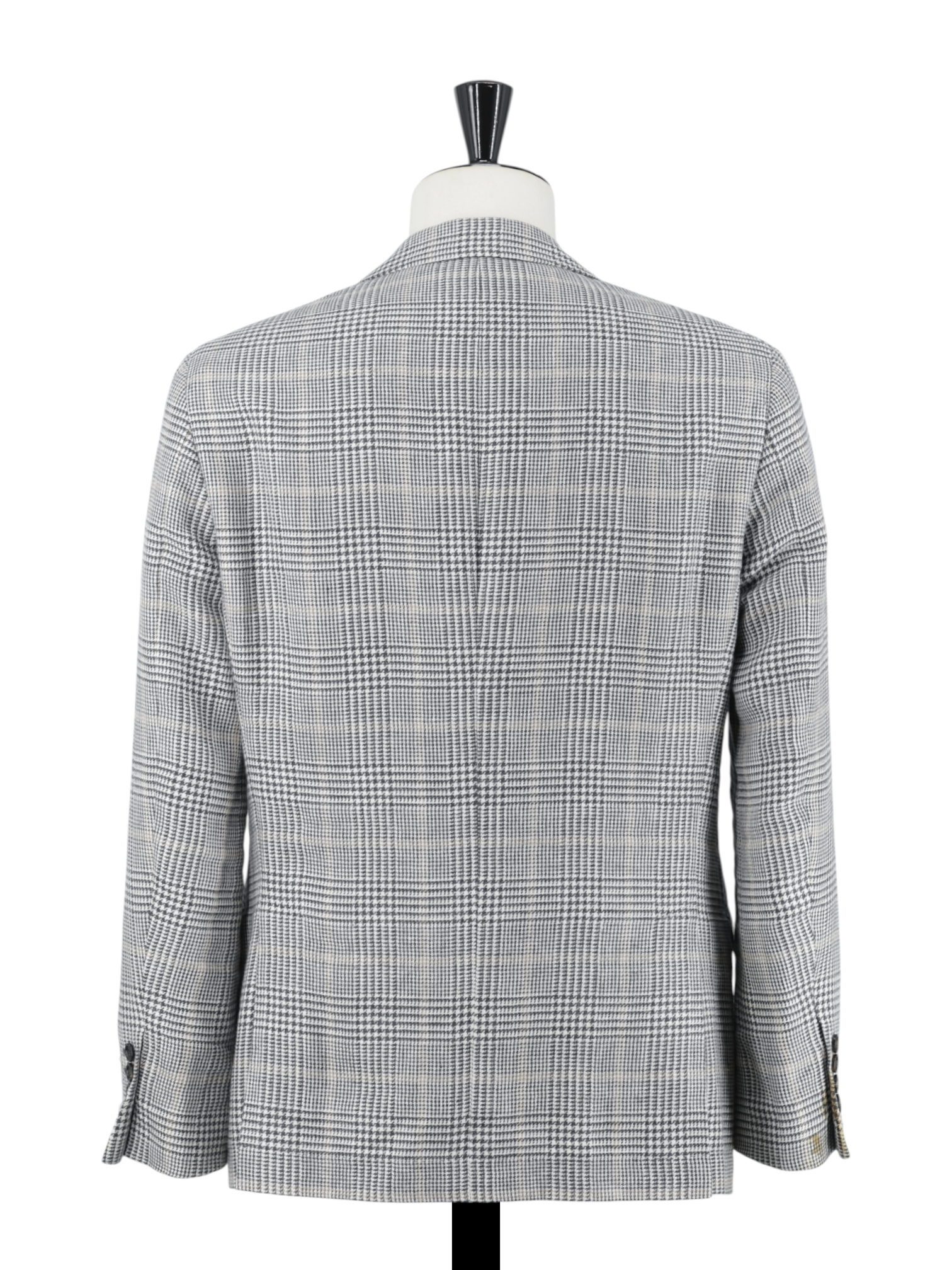 Brunello Cucinelli Grey & Light Brown Linen, Wool & Silk Glenplaid Jacket