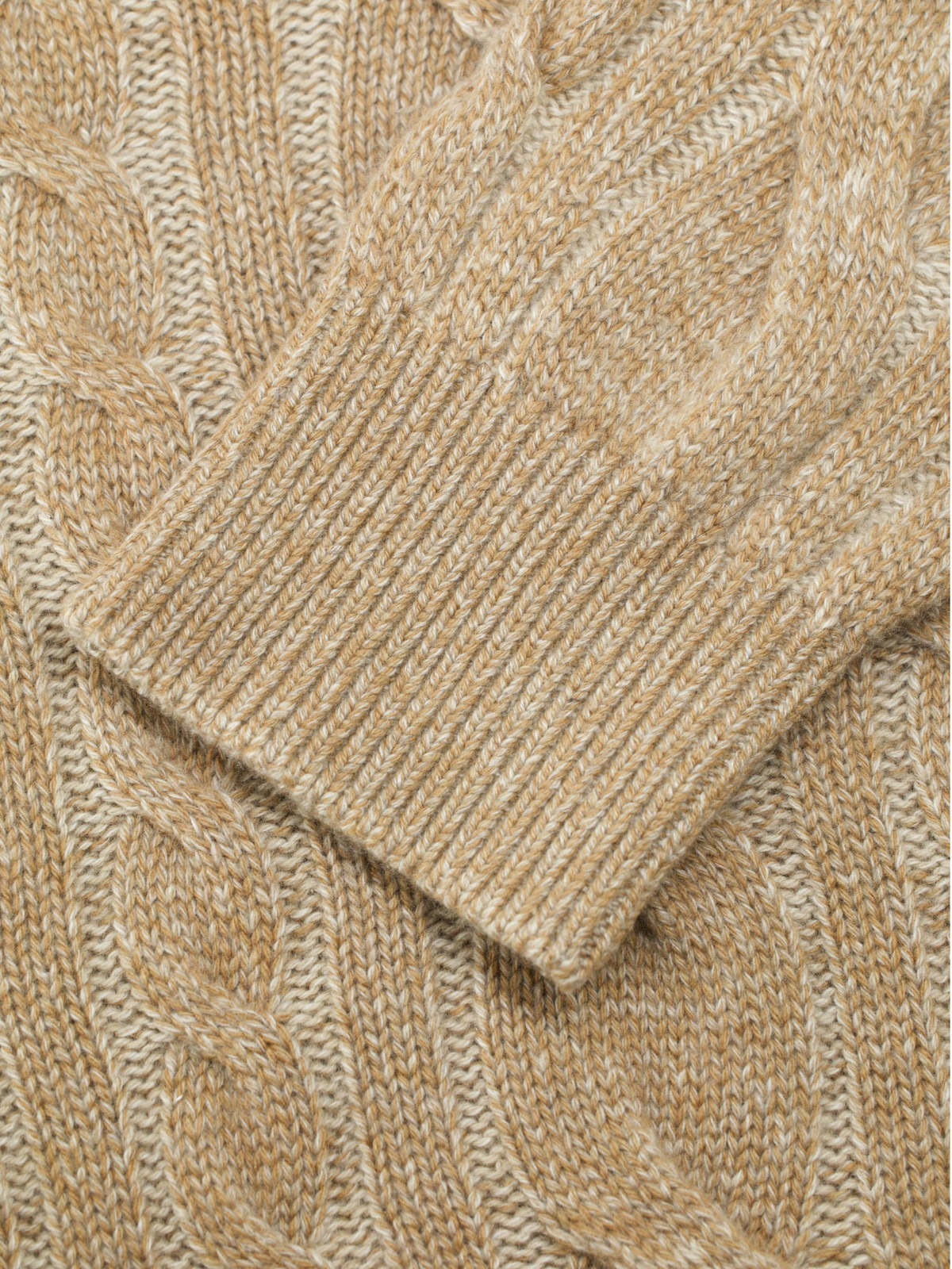 Loro Piana Light Brown Baby-Cashmere Cable-Knit Roundneck