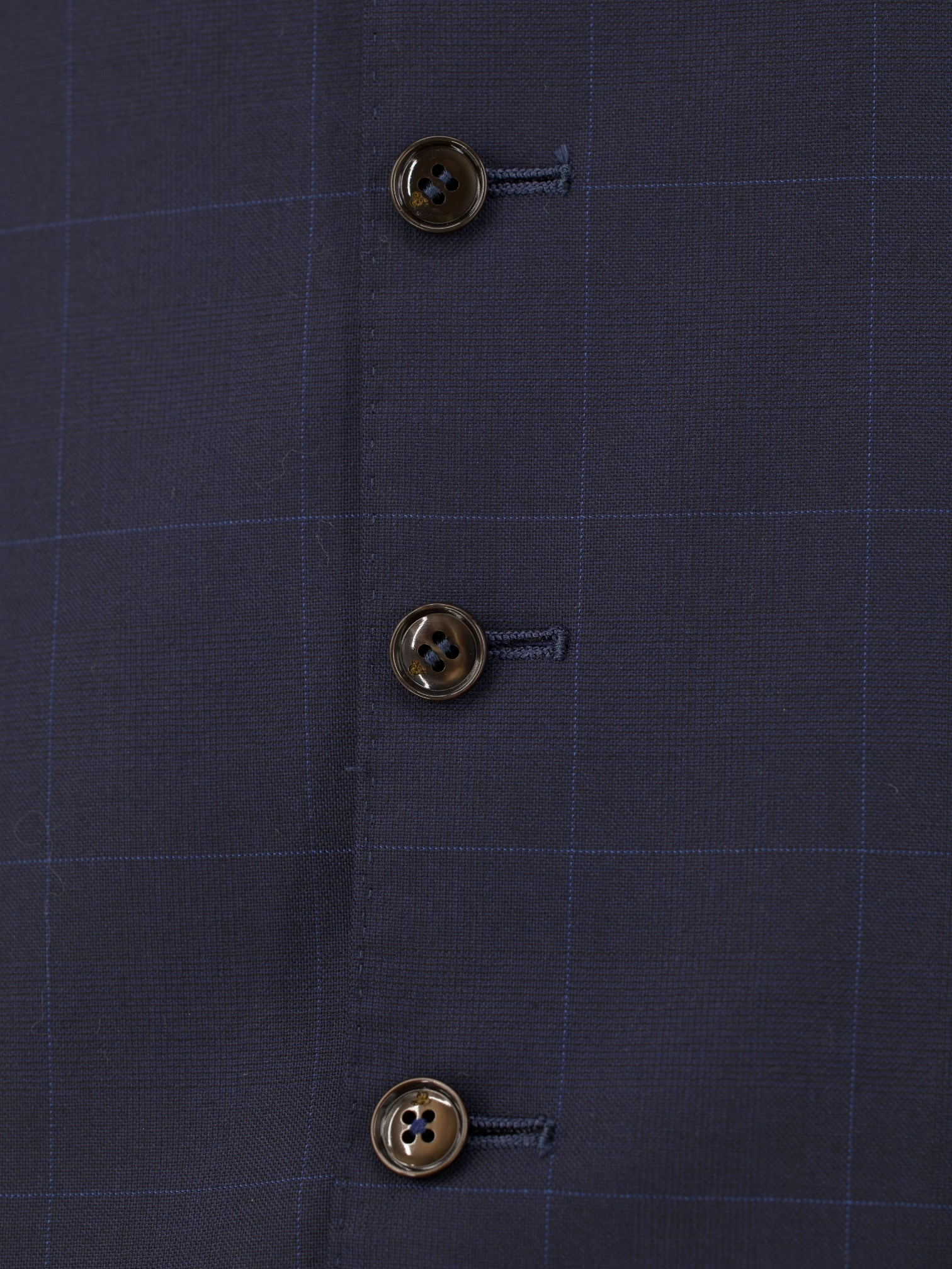 Canali Navy & Light Blue Super 160's Windowpane Waistcoat