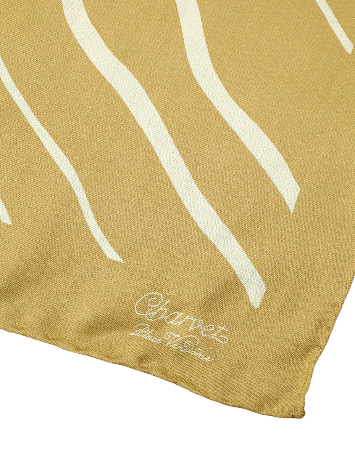 Charvet Gold & White Silk Handrolled Pocketsquare