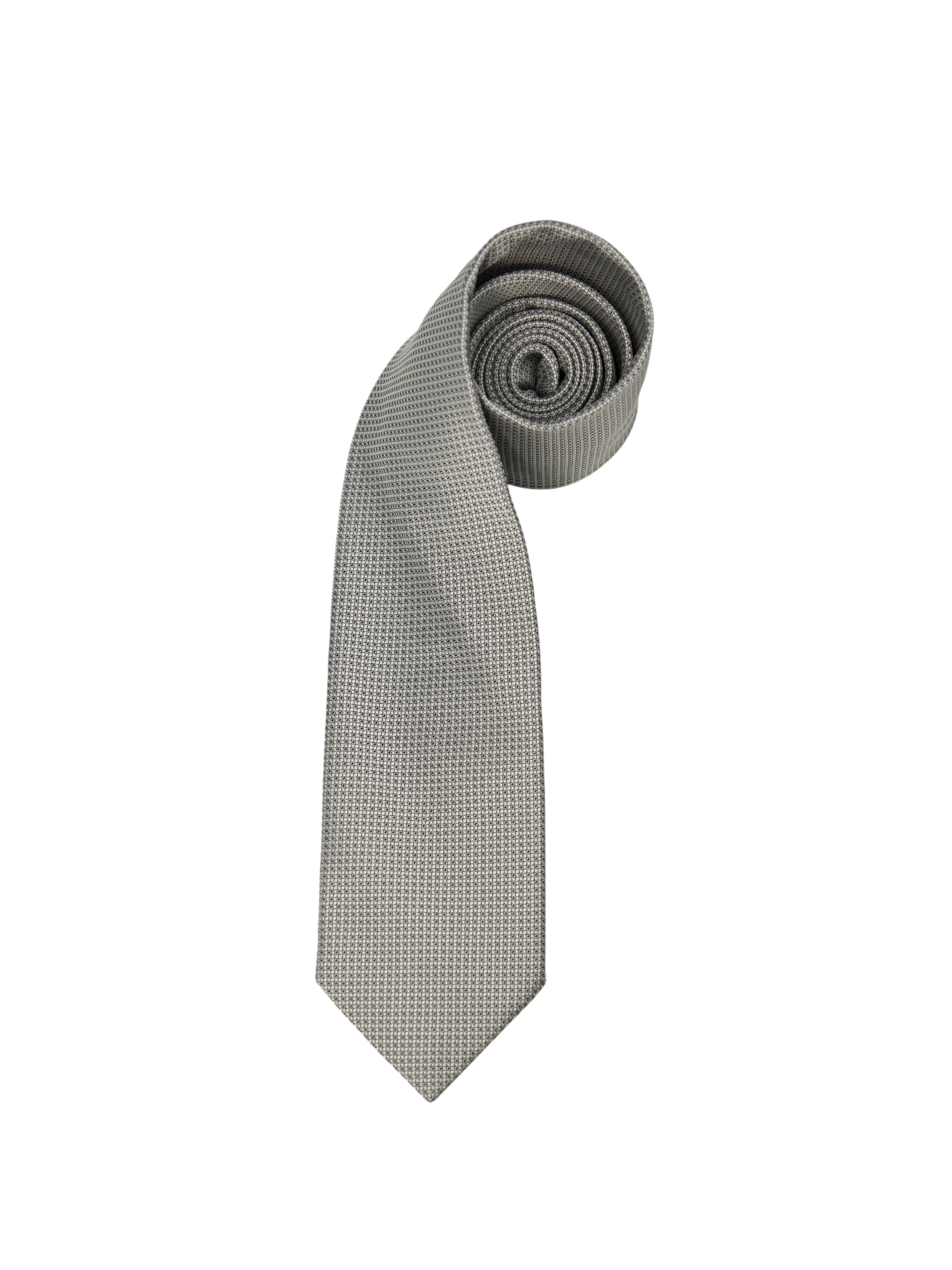 E. Marinella Silver Geometric Silk Tie