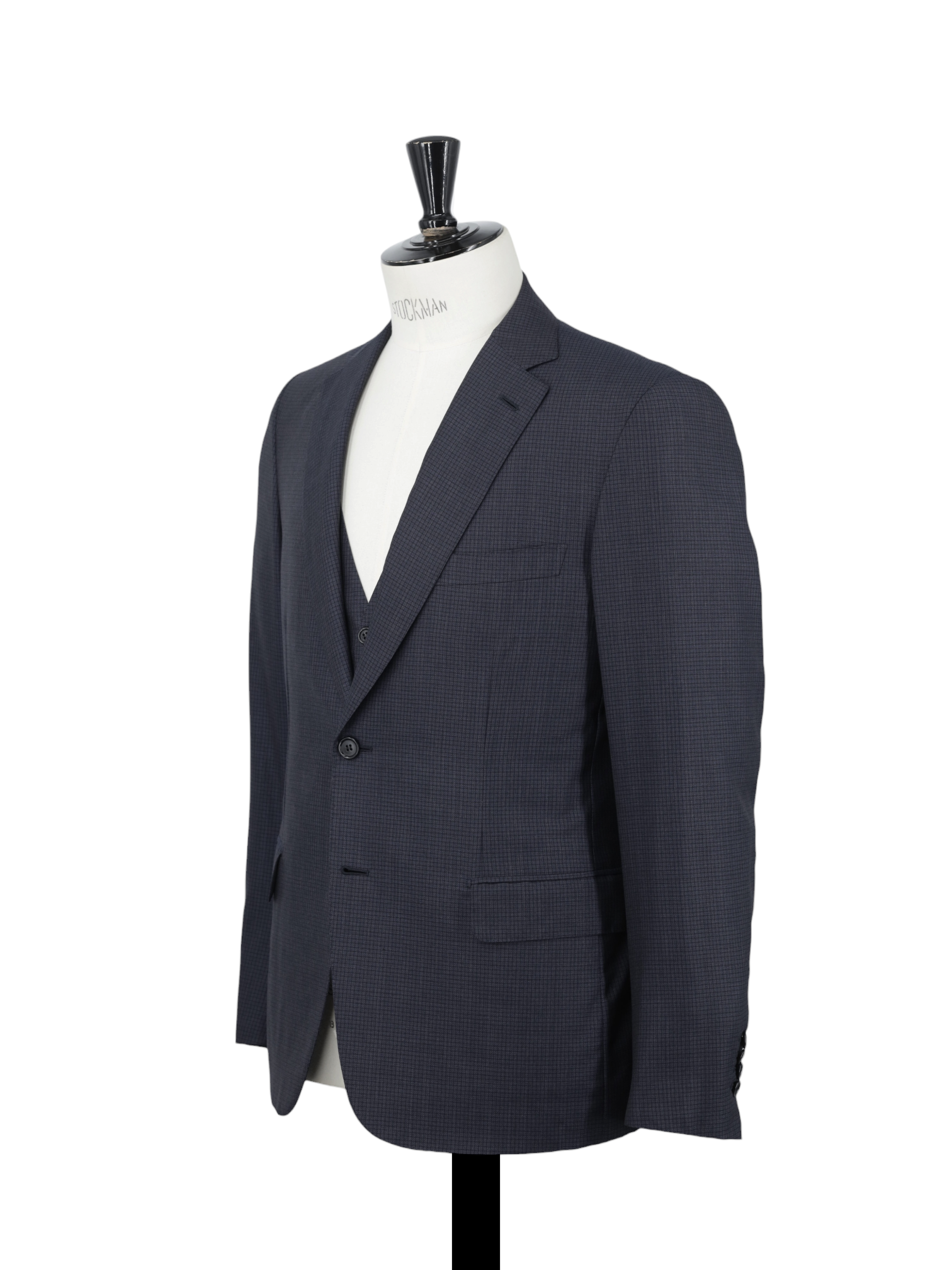 Brioni Dark Blue & Grey Fine-Wool Micro-Check Brunico Jacket & Waistcoat