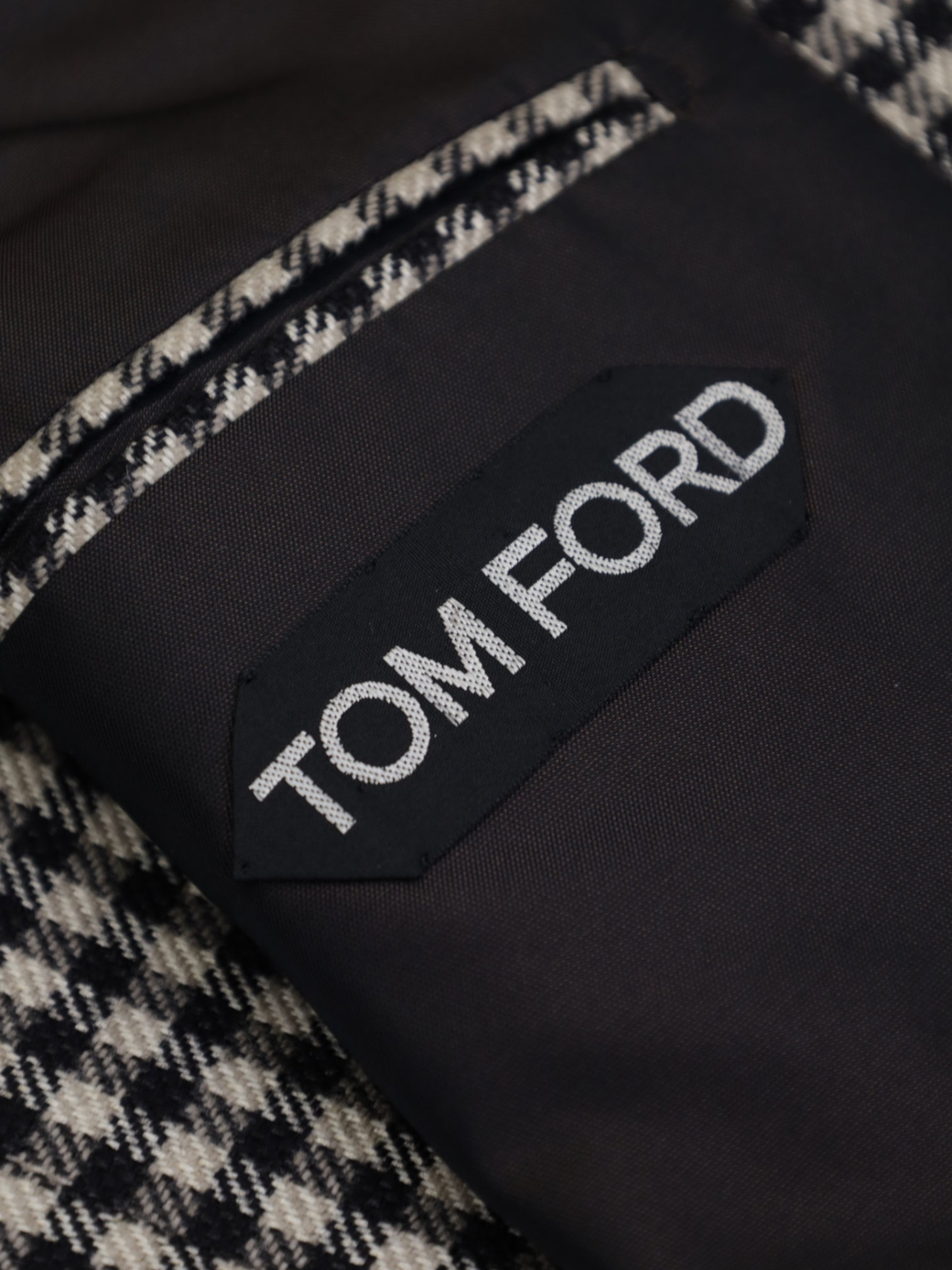 Tom Ford Ecru & Black Wool, Silk & Camel Gingham-Check Windsor Jacket