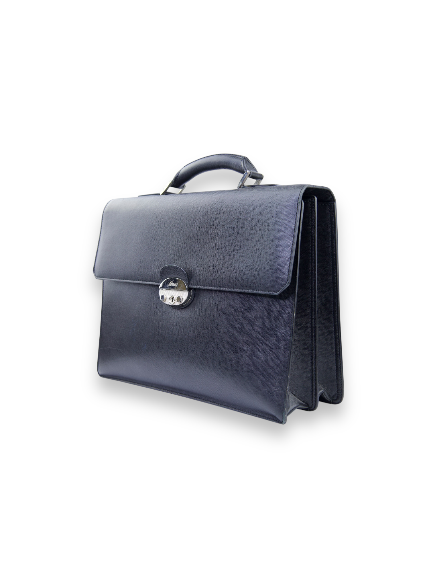 Brioni Black Saffiano Leather Briefcase