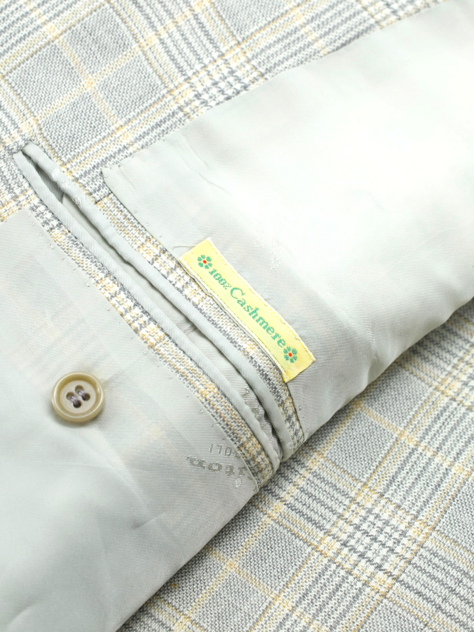 Kiton Taupe & Soft Yellow Lightweight-Cashmere Prince of Wales Jacket