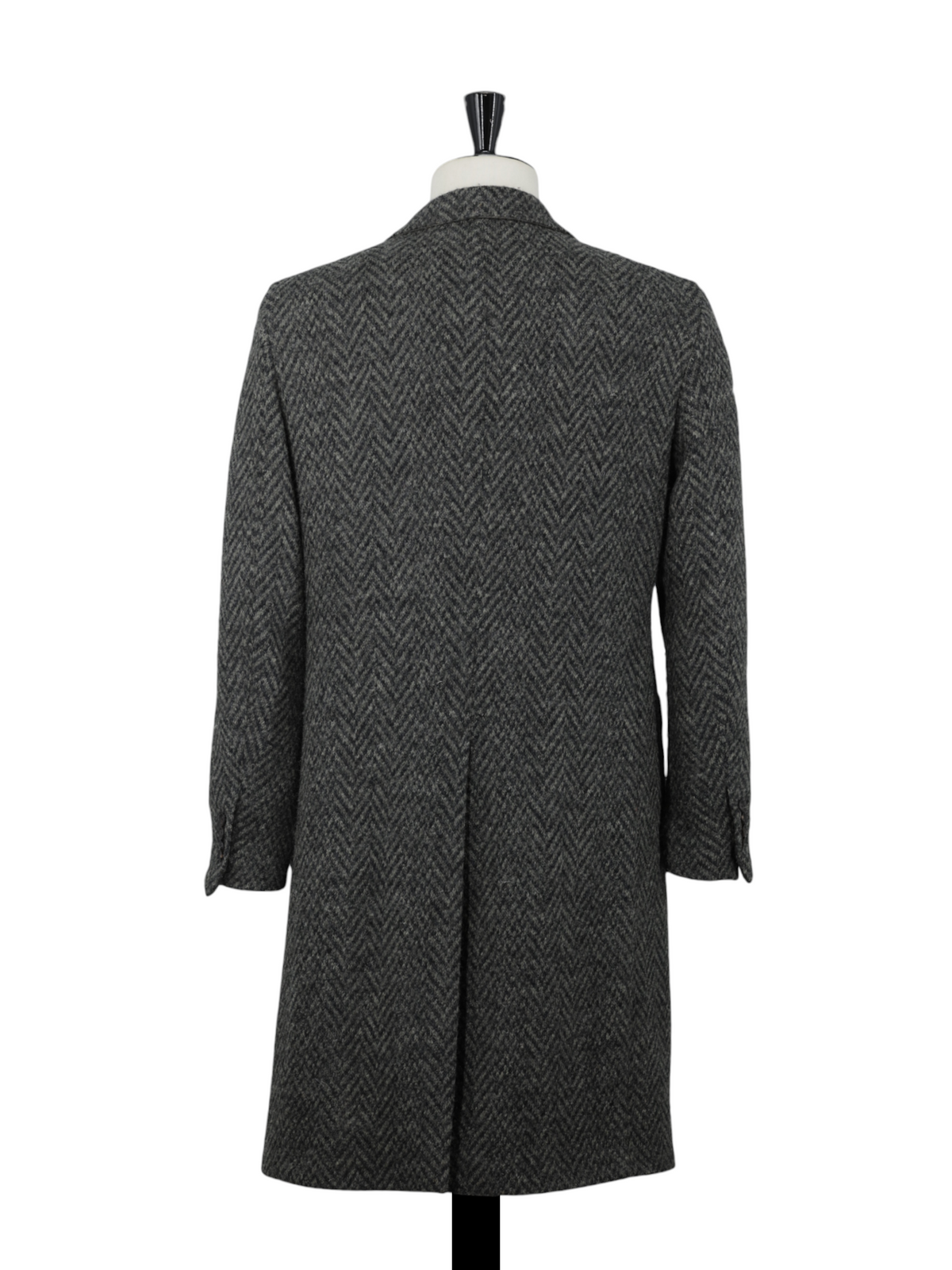 Lardini Dark Olive-Green Double-Breasted Wool Herringbone Overcoat