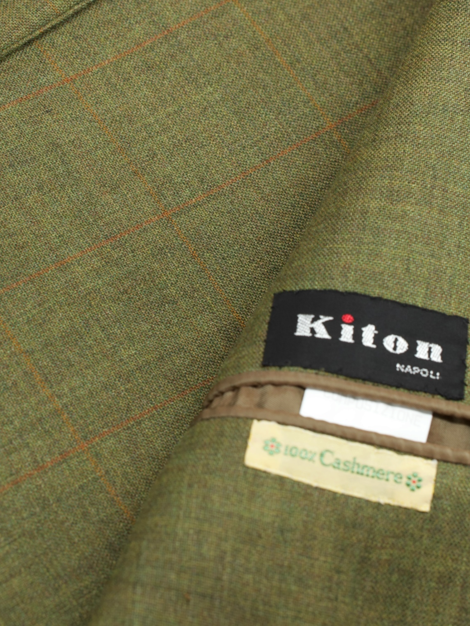 Kiton Moss Green Vintage Pure Cashmere Plain-Weave Jacket