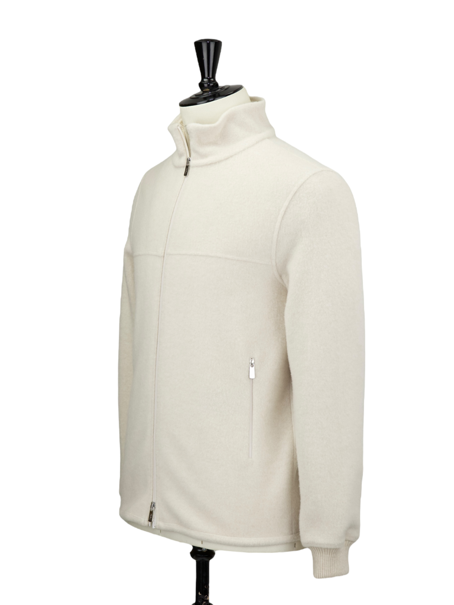 Fedeli Offwhite Fullzip Cashmere Bomber Jacket