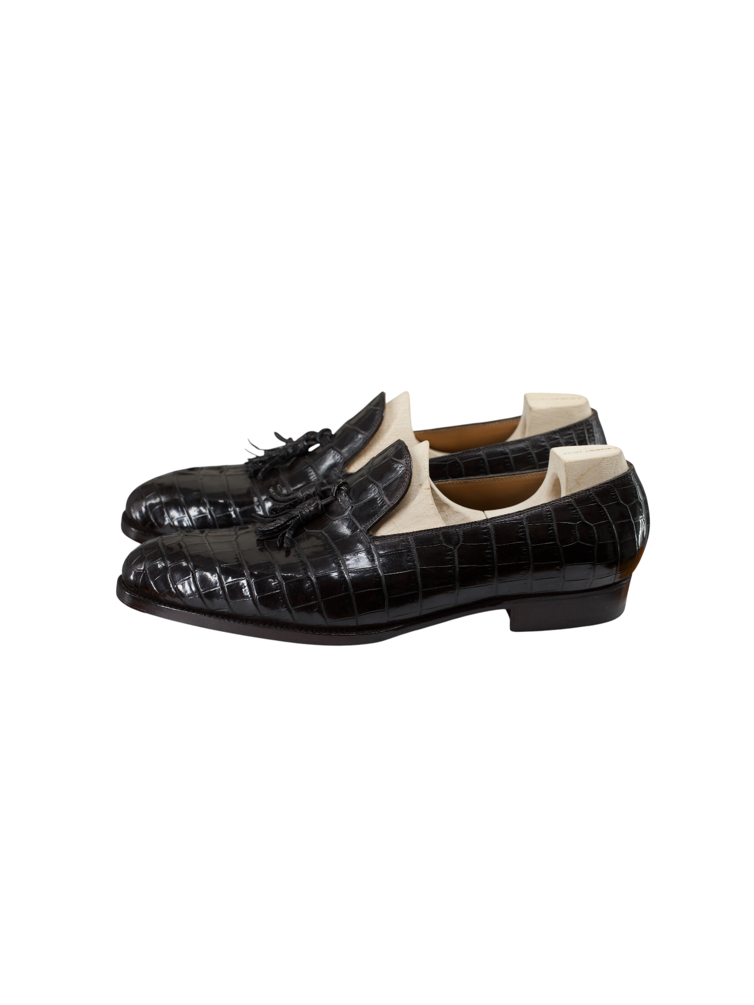 Saint Crispin's Dark Brown Alligator Leather "530T" Tassel Loafers