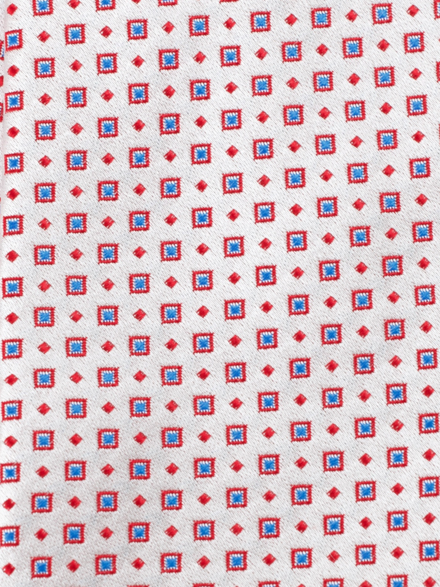 Kiton 5-Fold Light Pink, Red & Blue SIlk Micro-Square Pattern Tie