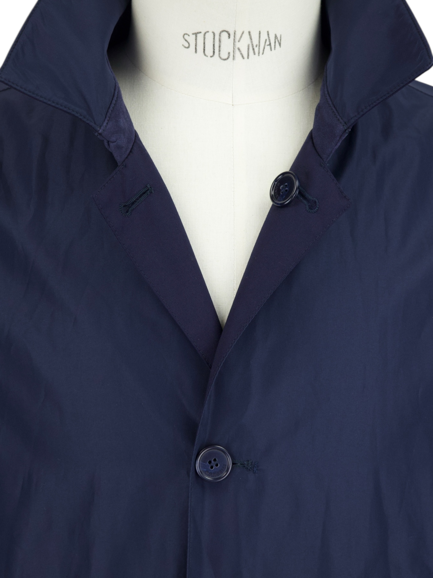 Mandelli Navy Reversible Extrafine Wool Car-Coat