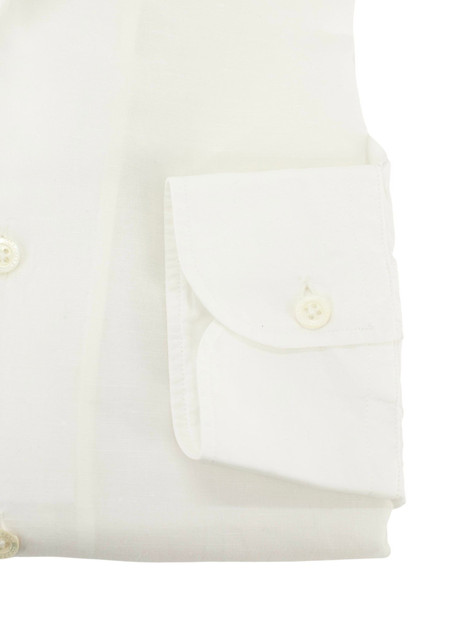 Corneliani White Cotton & Linen Melange One-Piece Collar Shirt