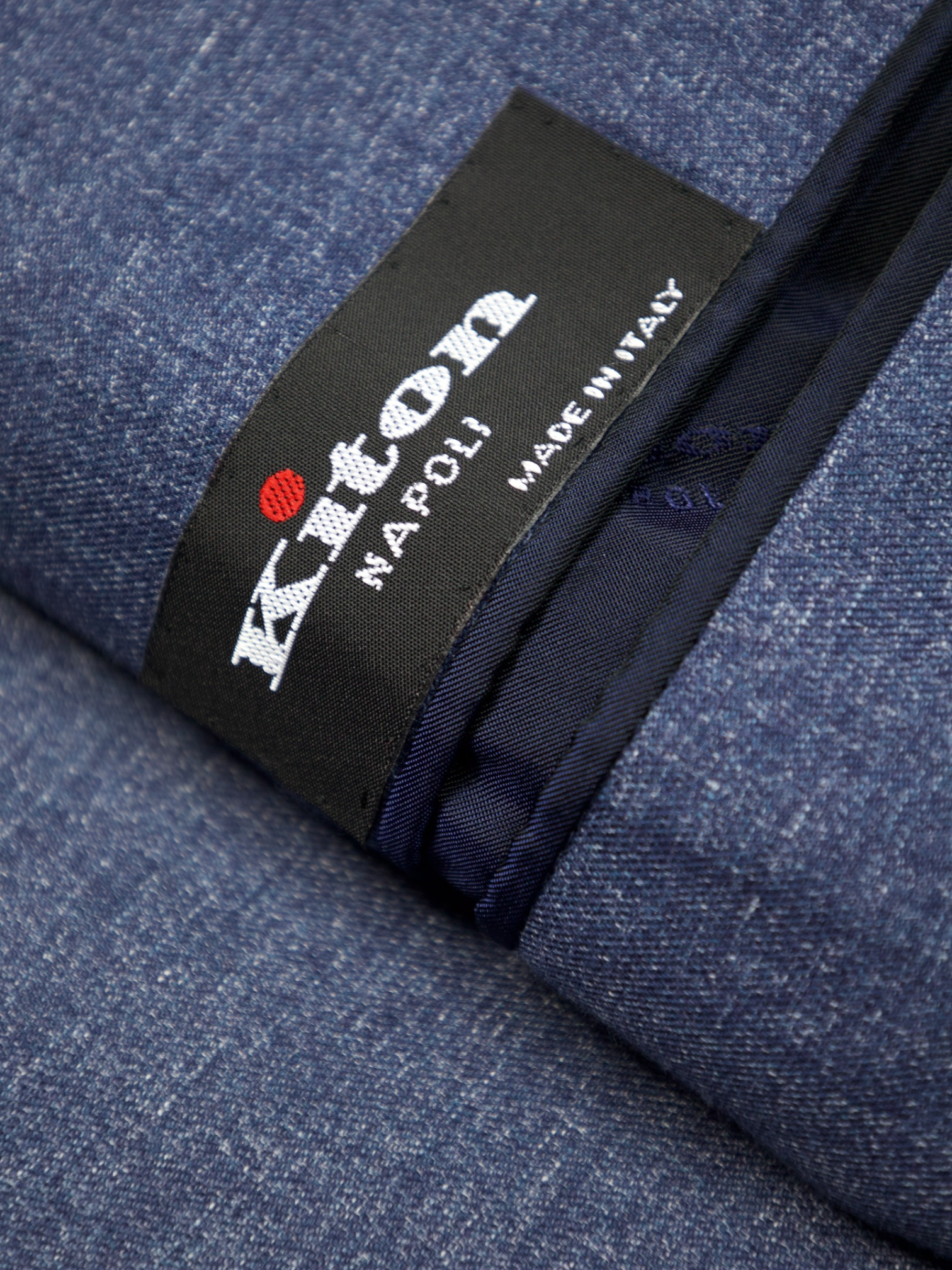 Kiton Steel Blue Cotton & Linen Melange Jacket