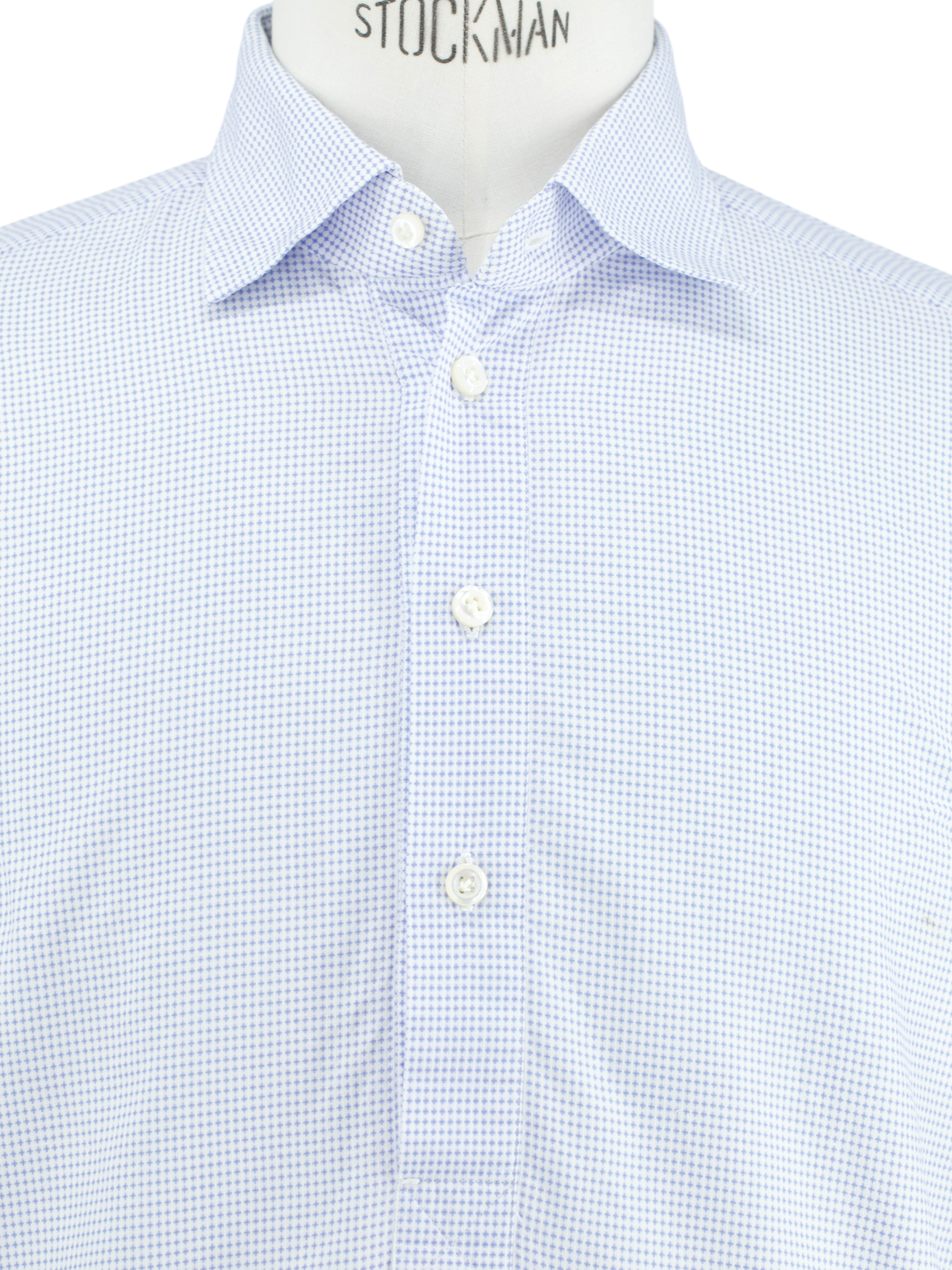 Cesare Attolini Light Blue Fine-Cotton Micro-Pattern Pop-Over Shirt