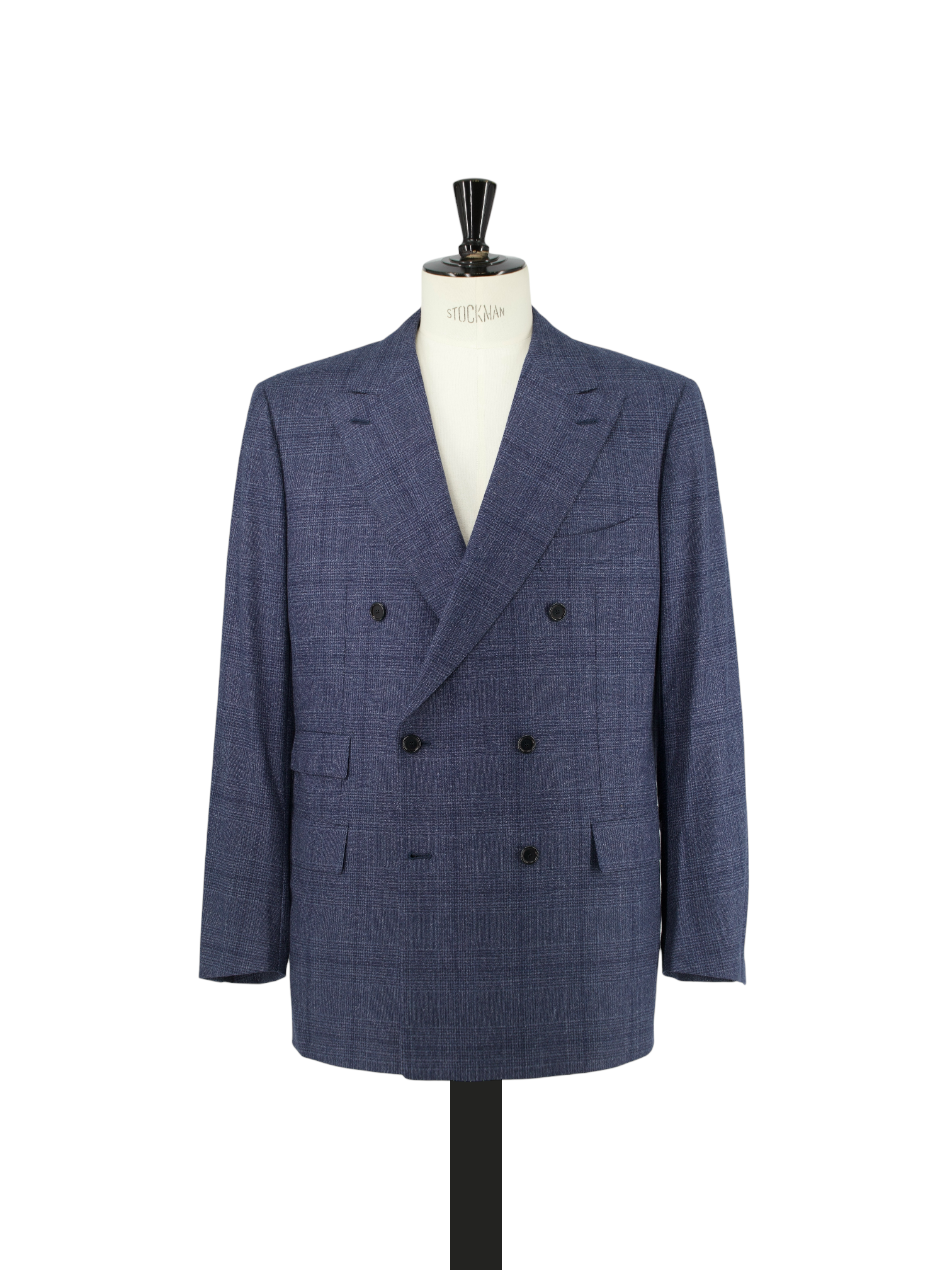 Cesare Attolini Blue Wool Double-Breasted Prince of Wales Suit