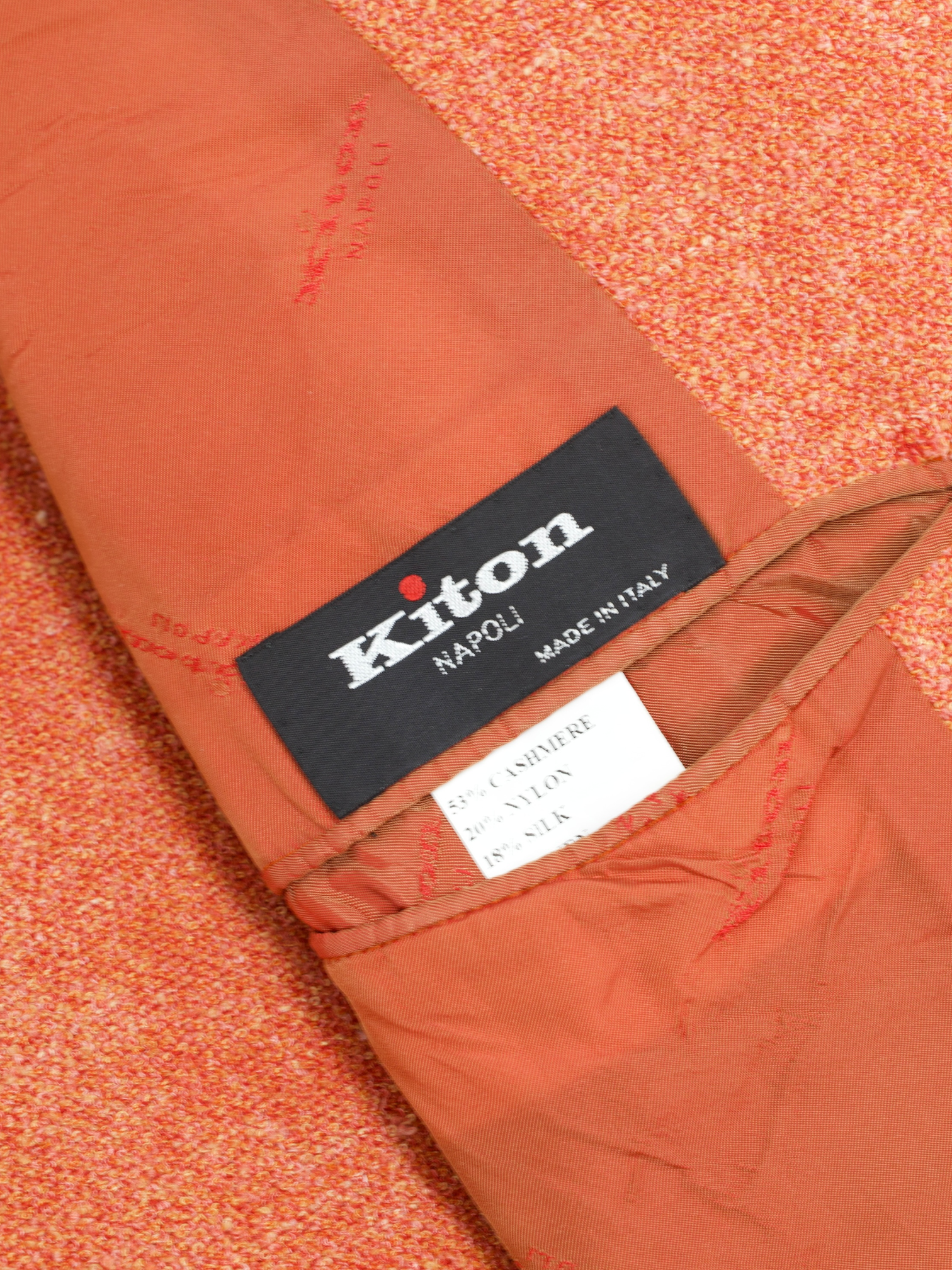 Kiton Orange Cashmere, Stretch, Silk & Linen Speckled "Mod. Ego" Jacket