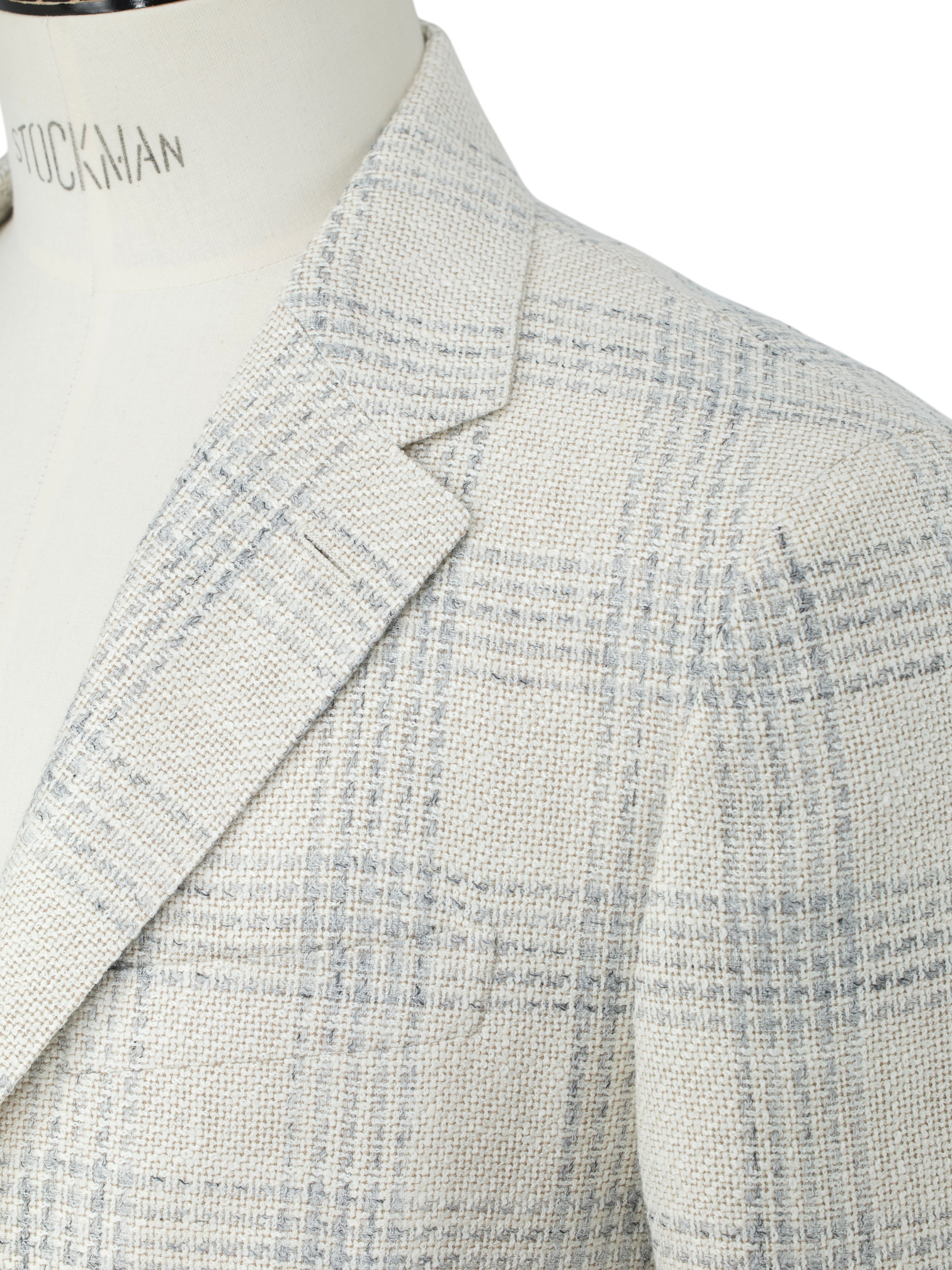 Lardini Greige & Light Grey Silk, Linen & Cotton Checkered Jacket