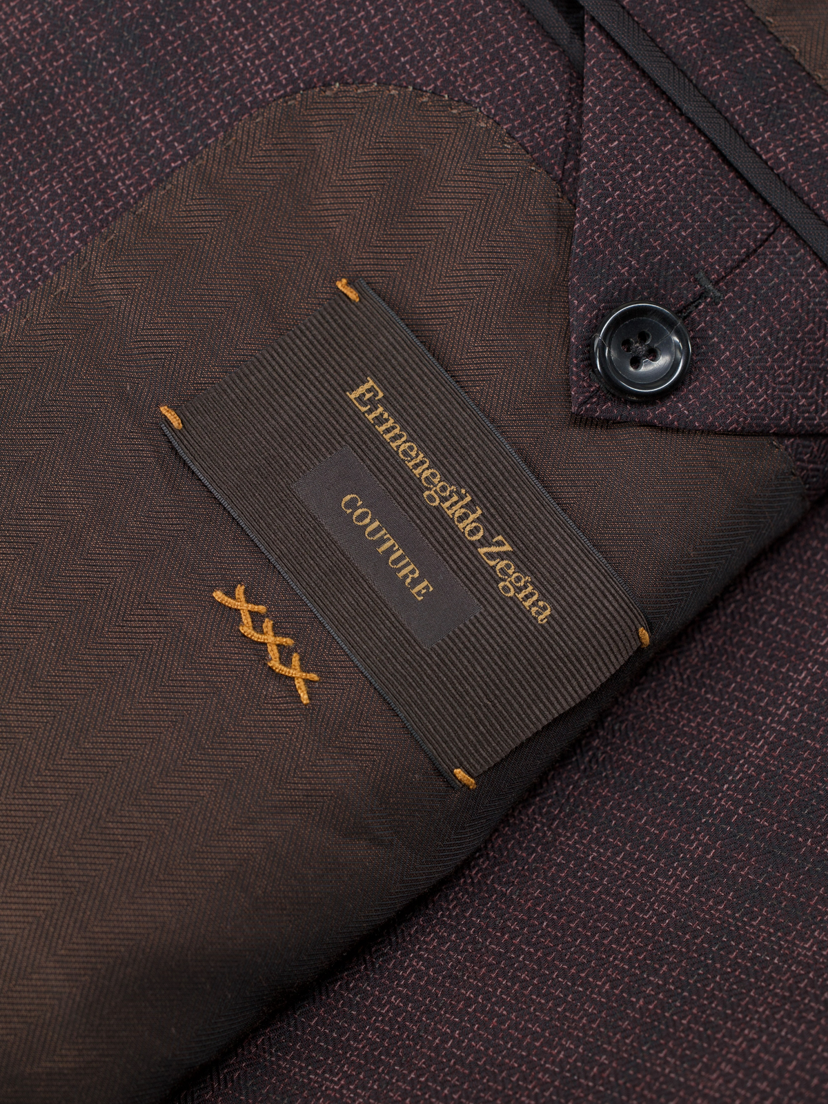 Ermenegildo Zegna Couture Burgundy "Centoventimila" Wool Checkered Jacket