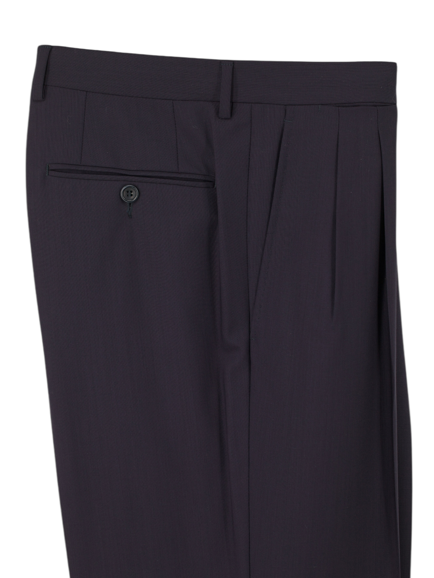 Canali Navy Cool-Wool Double-Pleated Trousers