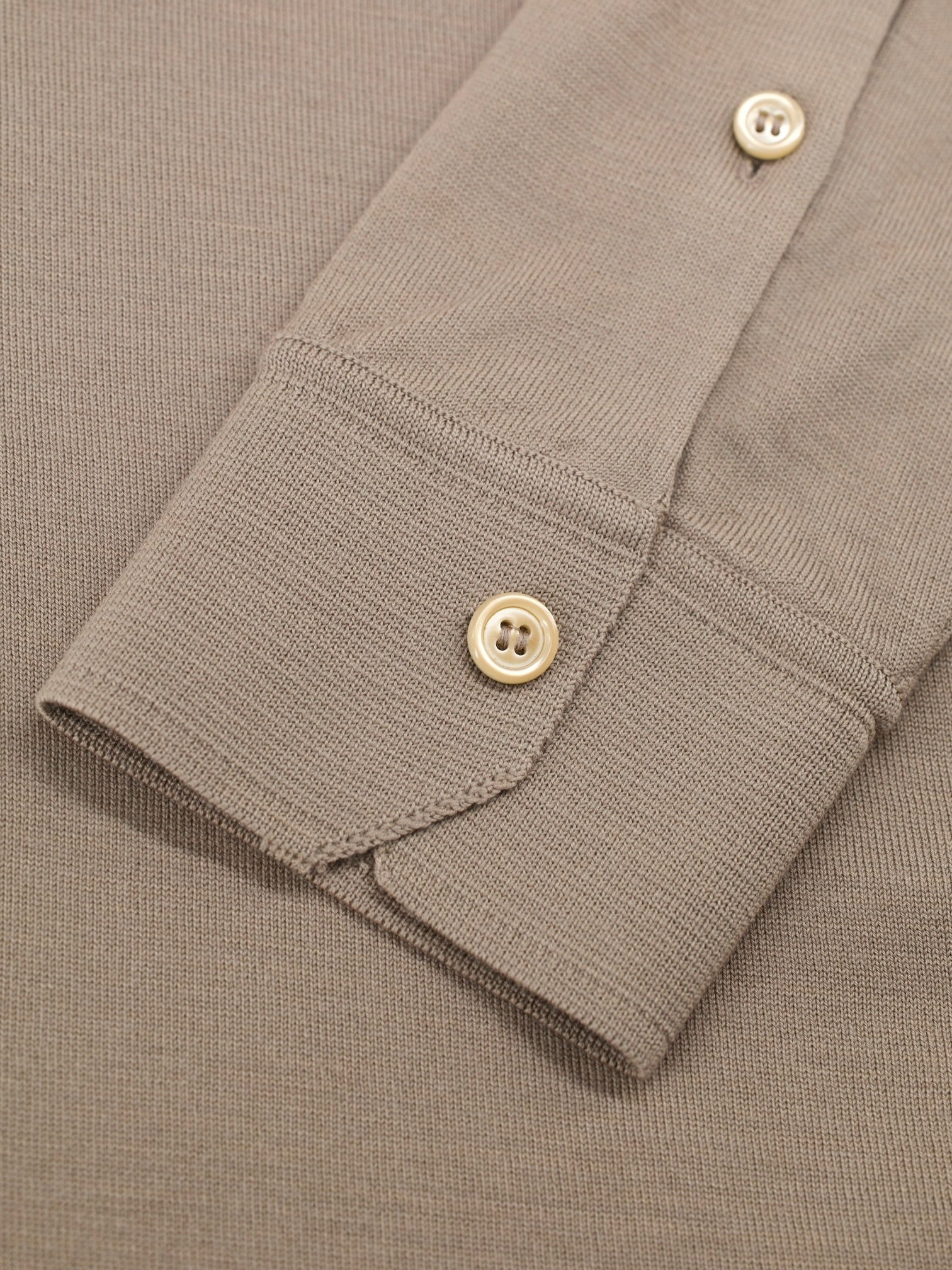 Brioni Light Brown Fine-Wool Jersey Knitted Full-Button Polo Shirt
