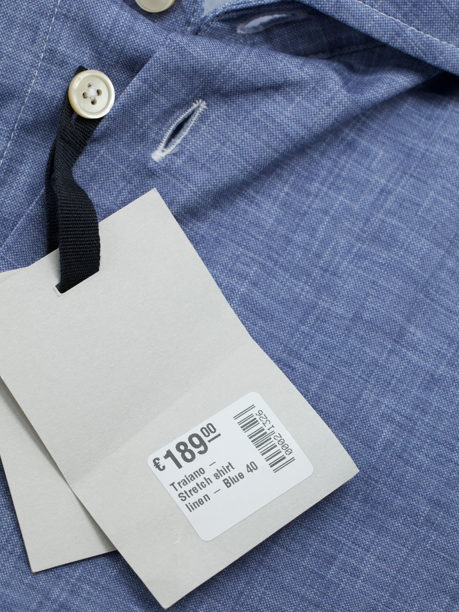 Traiano Milano Blue Linen-Look Stretch Shirt