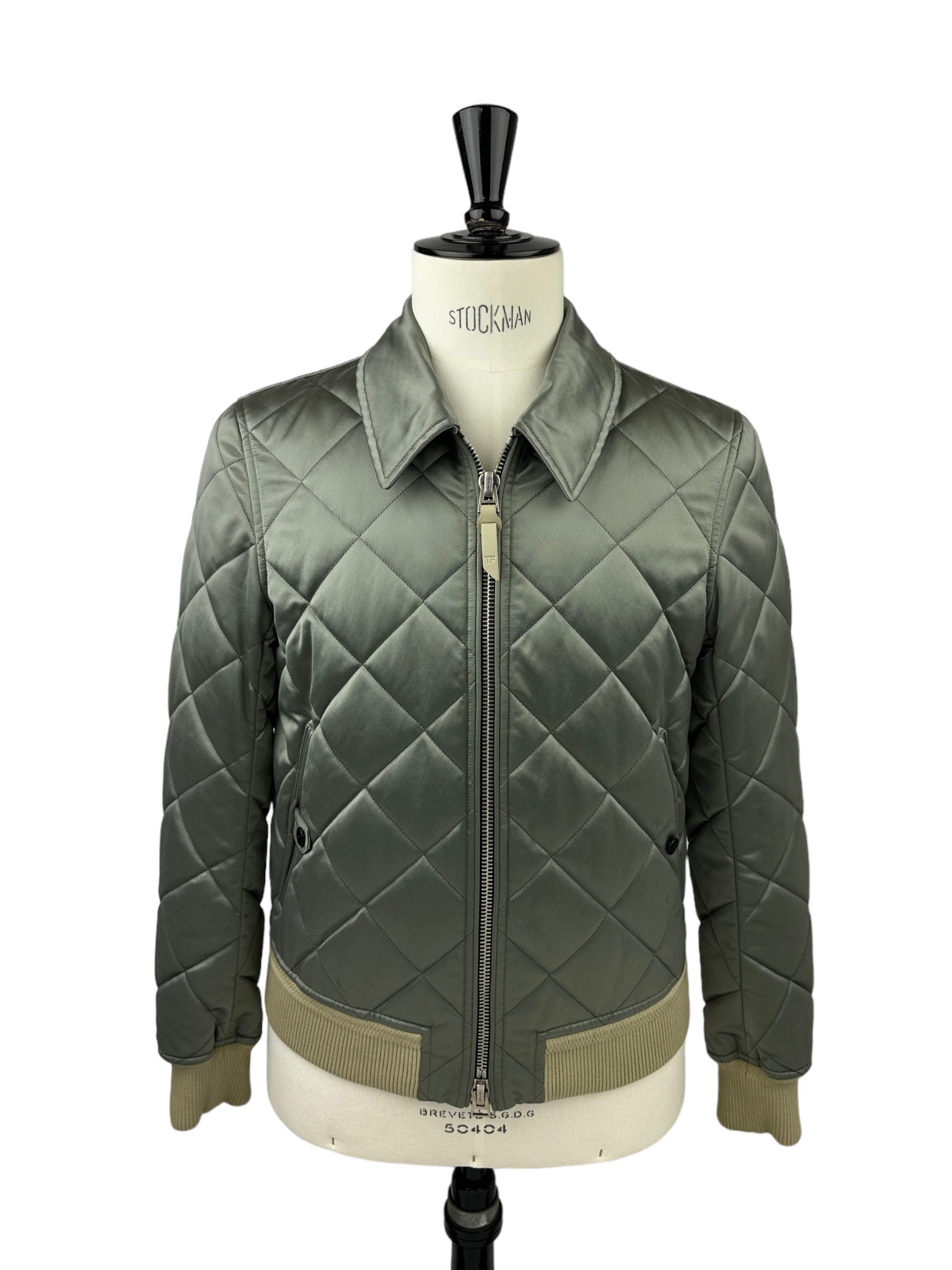 Tom Ford Pistache Diamond-Quilted Bomber Jacket