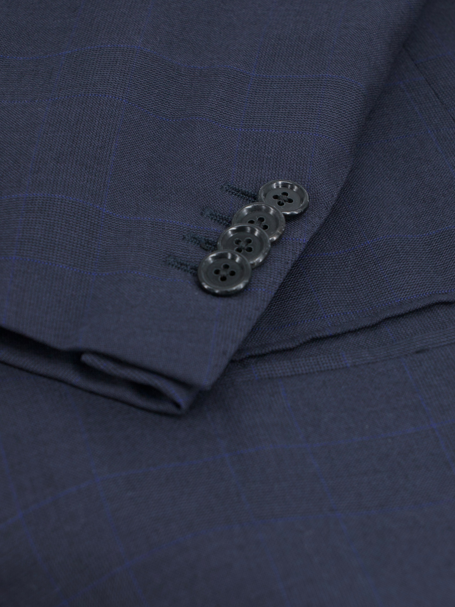 Caruso Dark Blue Fine-Wool Glenplaid Lungo Suit