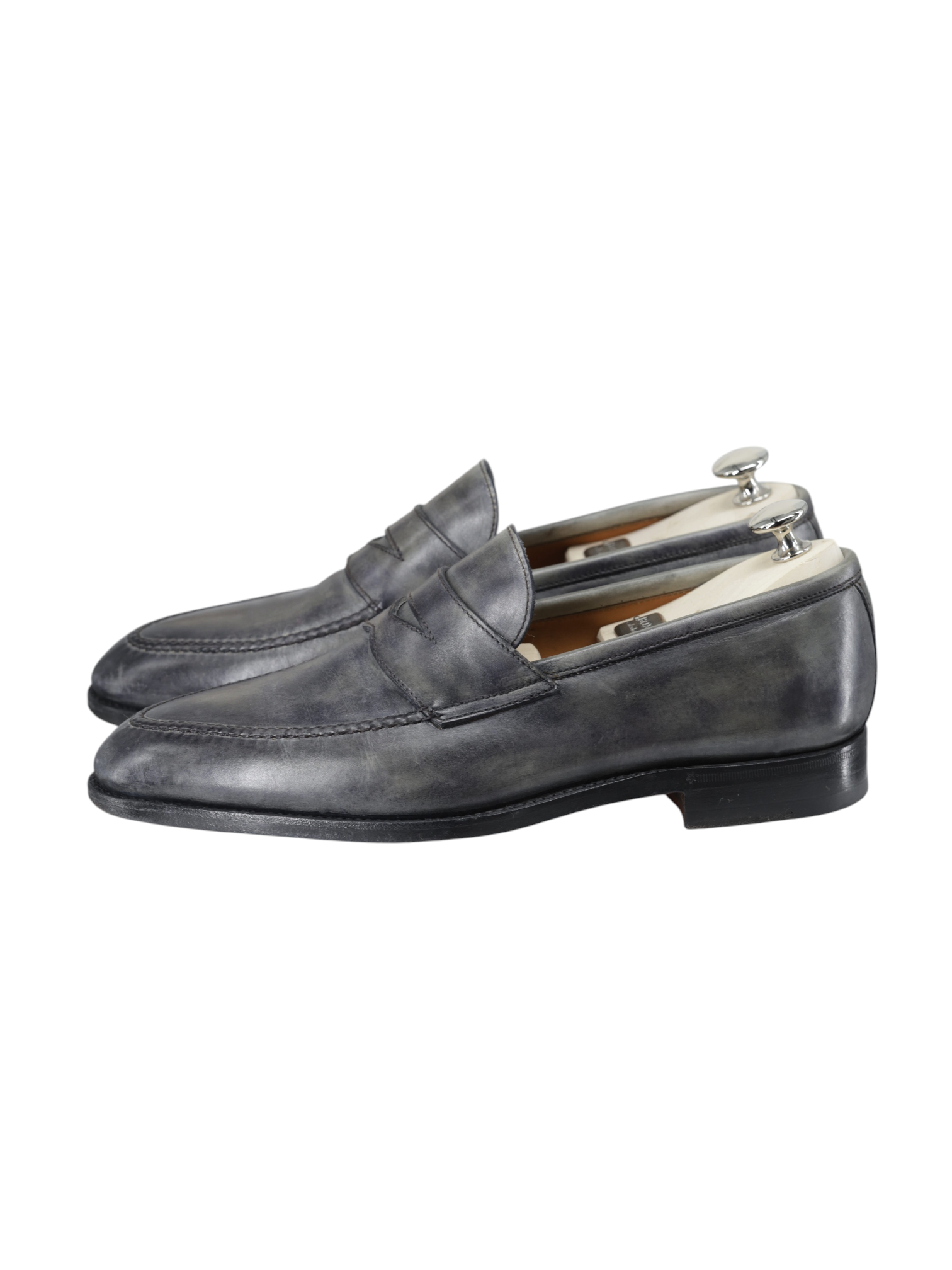 Bontoni Grey Museum-Calf Principe Penny Loafer + Crocodile Belt