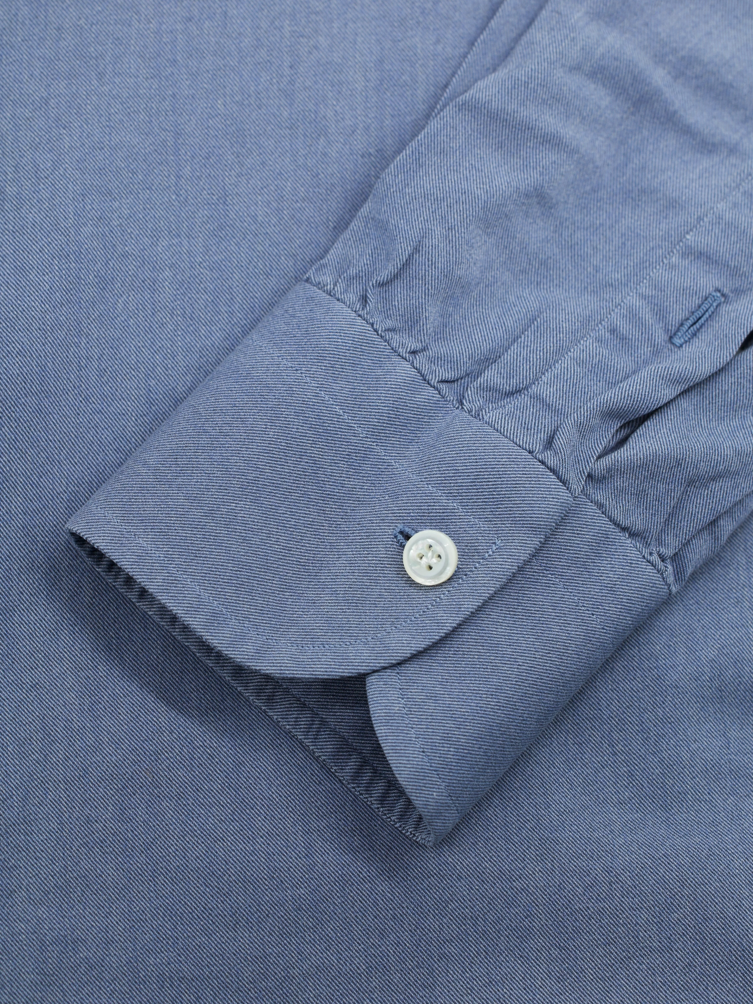 Cesare Attolini Steel Blue Pure Cotton Twill Shirt
