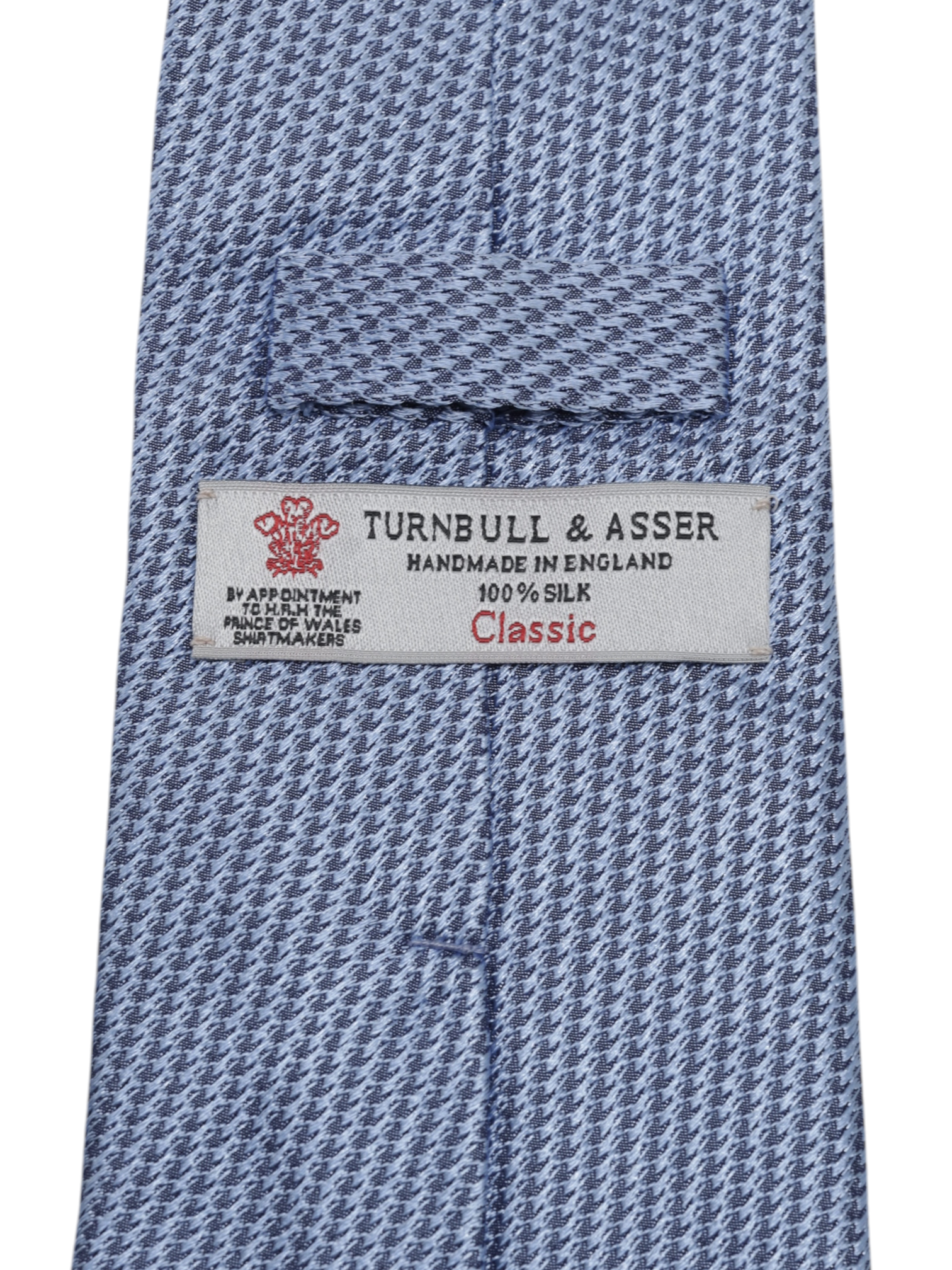 Turnbull & Asser Steel Blue Silk Structured Geometric-Pattern Tie