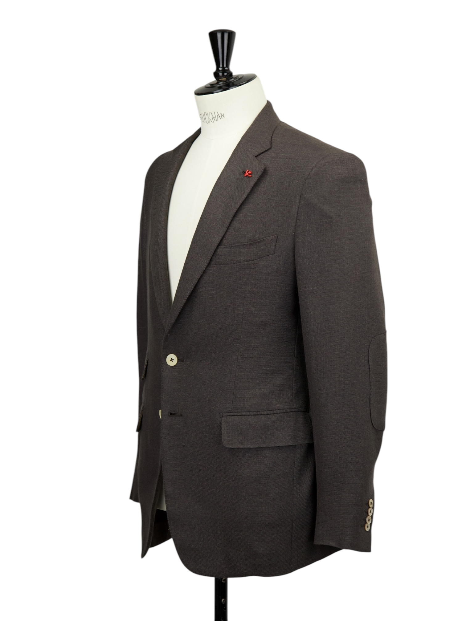 Isaia Dark Brown Wool, Silk & Linen Hopsack Jacket