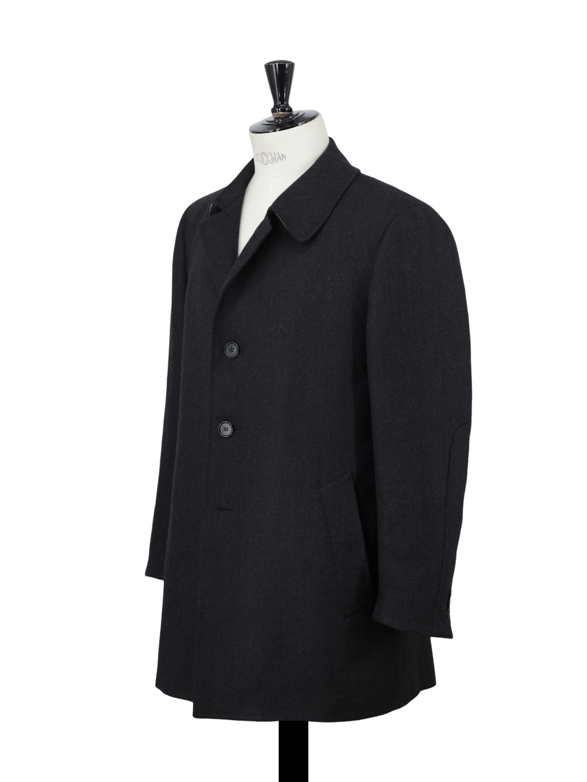 Canali Anthracite Waterrepellent-Wool Twill Carcoat