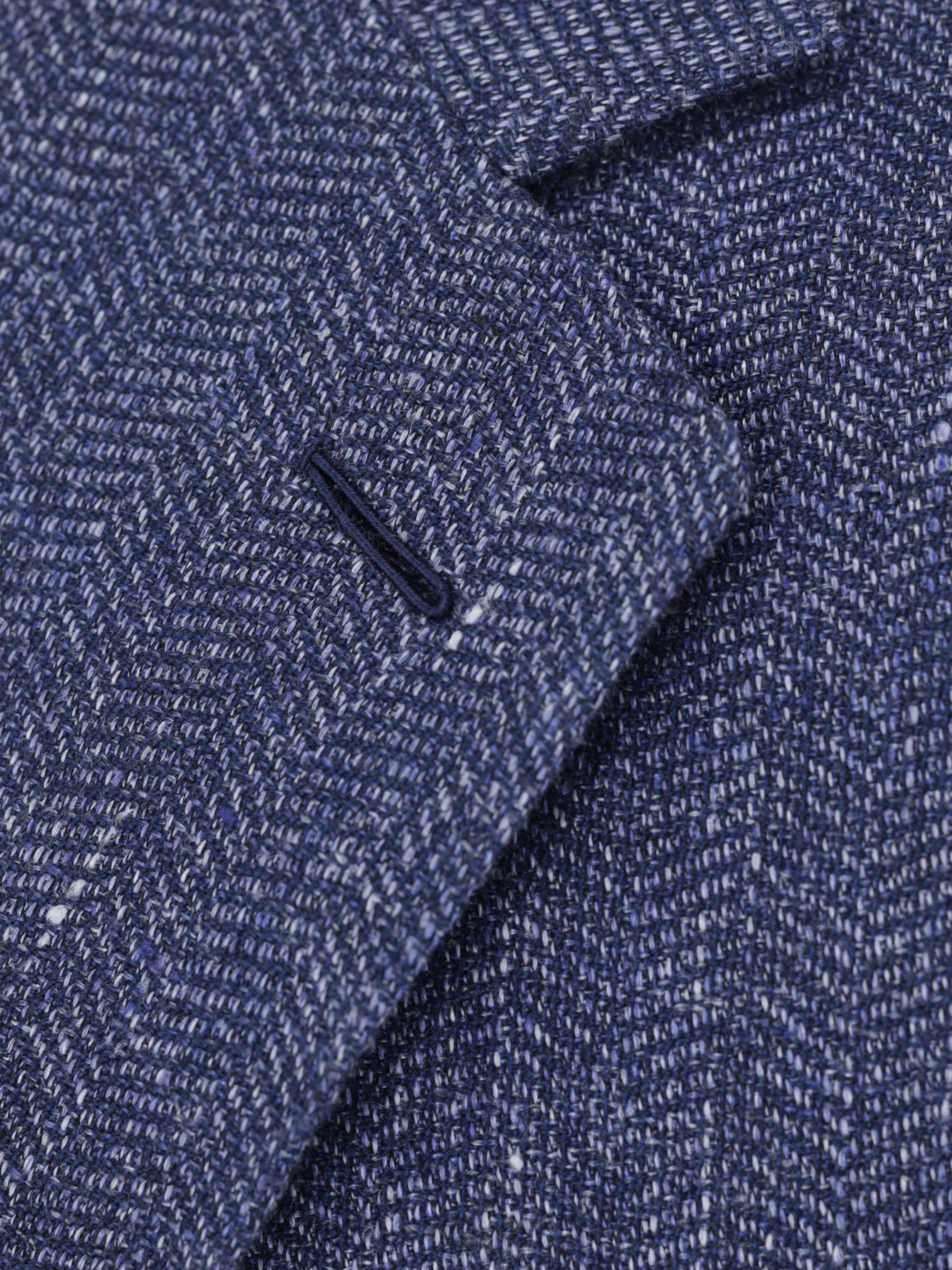 Caruso Denim Blue Linen & Cotton Herringbone Aida Jacket