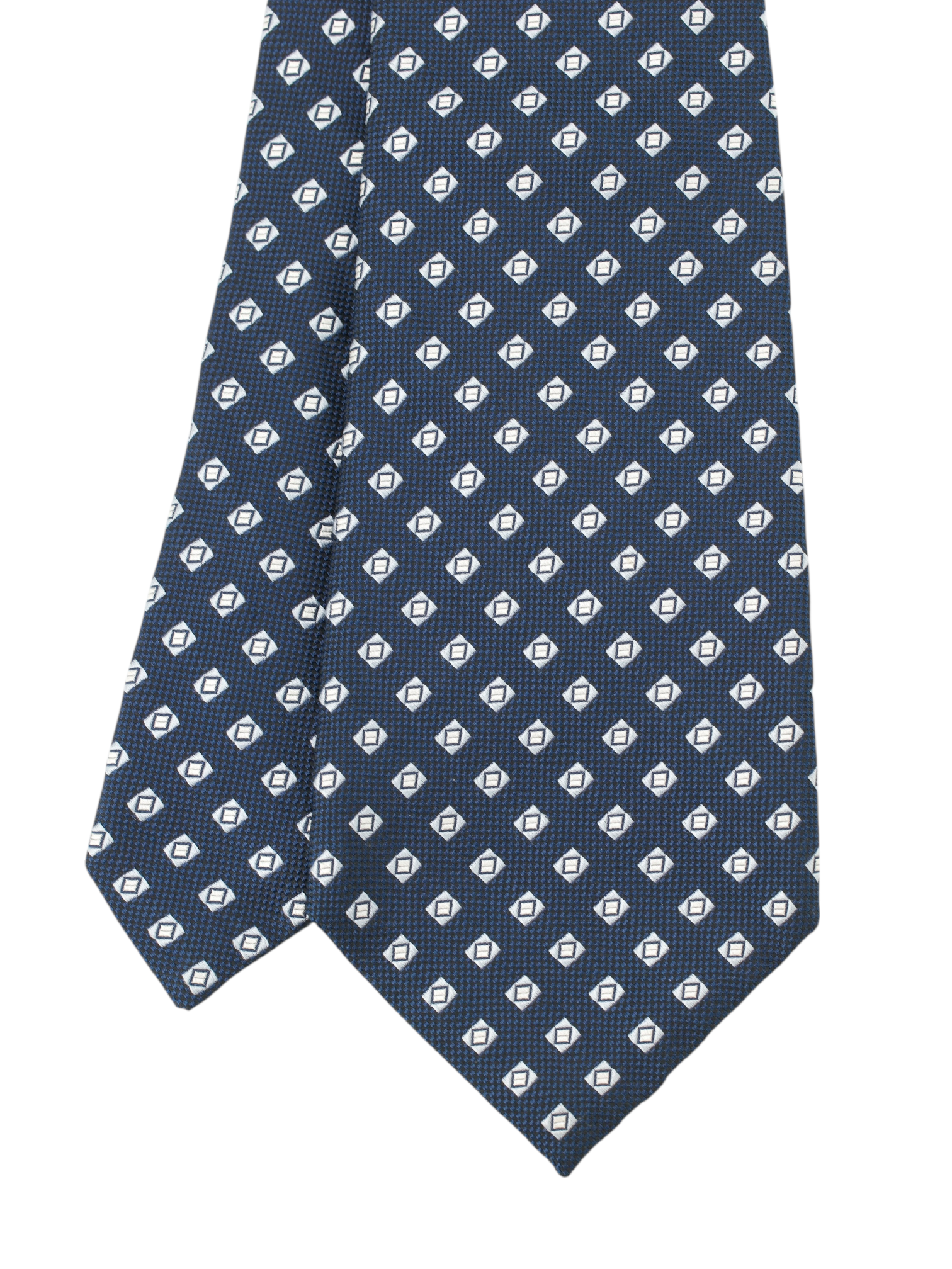 Liverano 5-Fold Blue Silk Geometric Tie