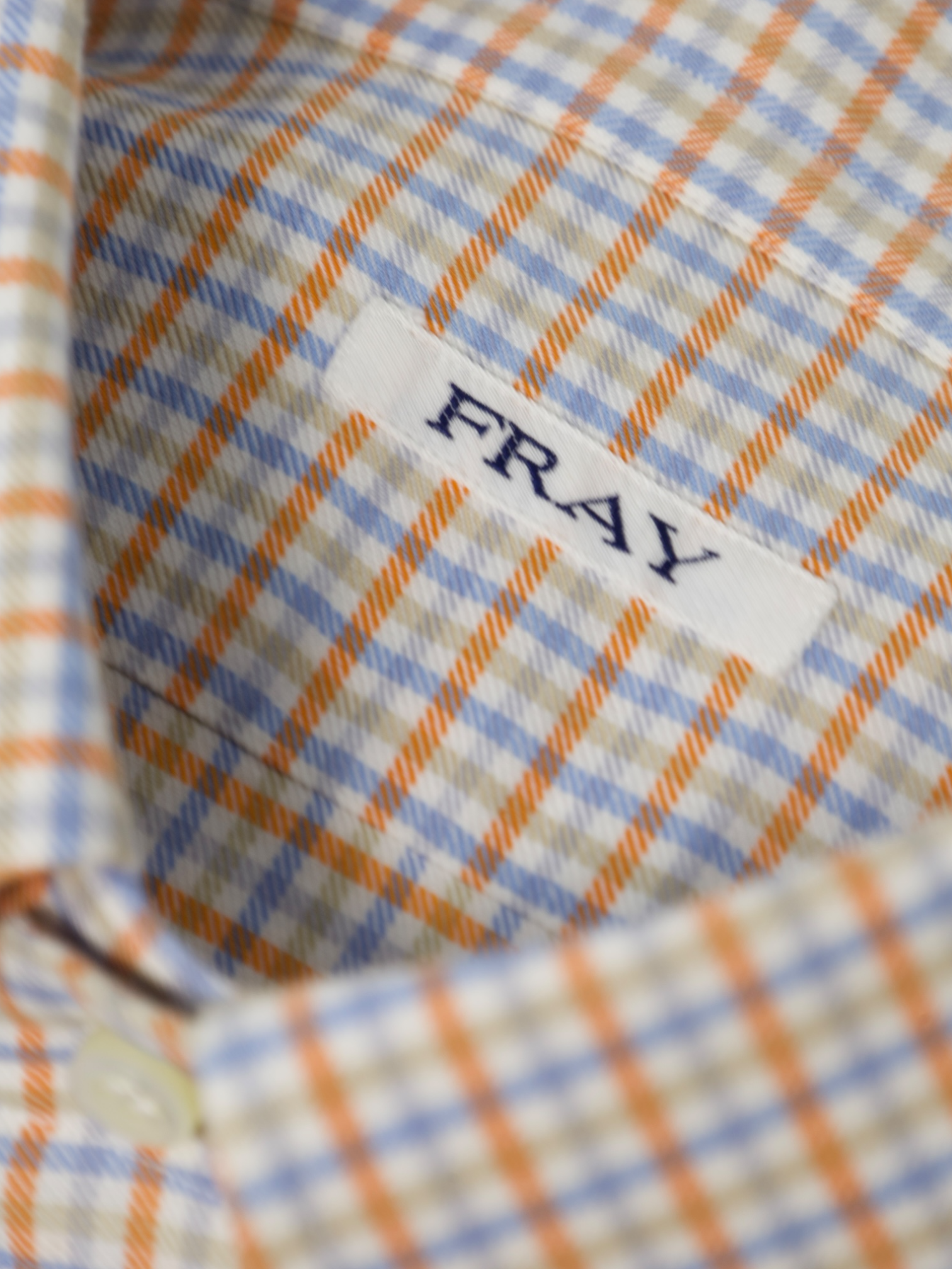 Fray Orange & Light Blue Gingham Check Shirt