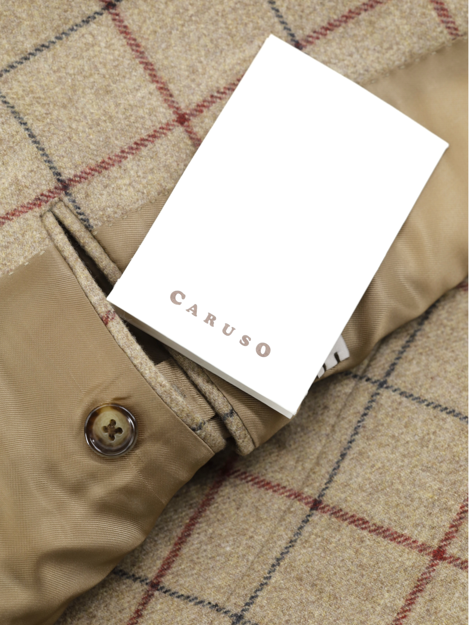 Caruso Brown & Burgundy Wool-Flannel Windowpane Jacket
