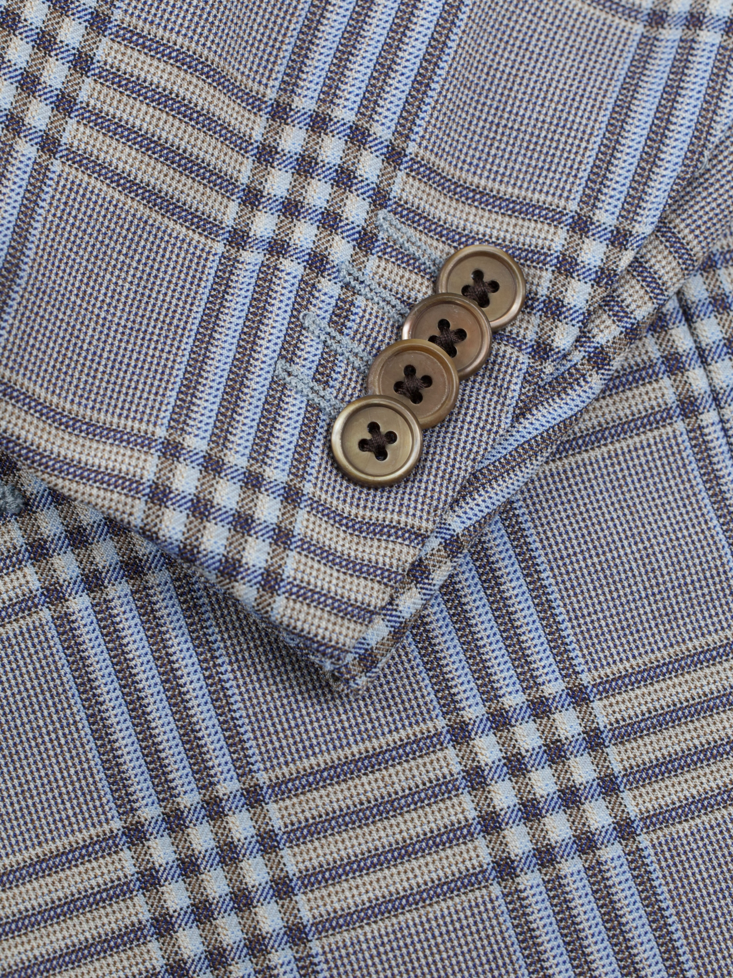 Corneliani Taupe & Light Blue Super 130's Checkered Jacket