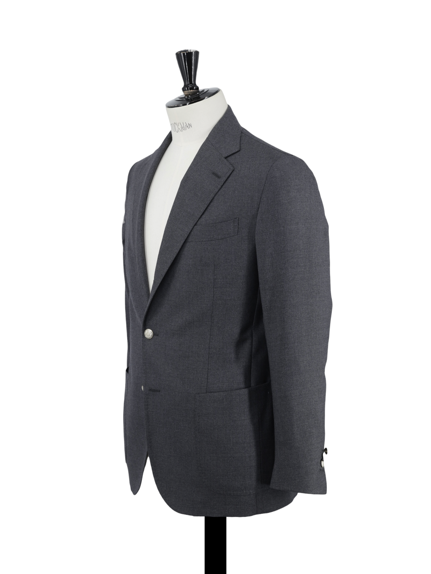 De Petrillo Grey Gabardine-Wool Twill Blazer Jacket