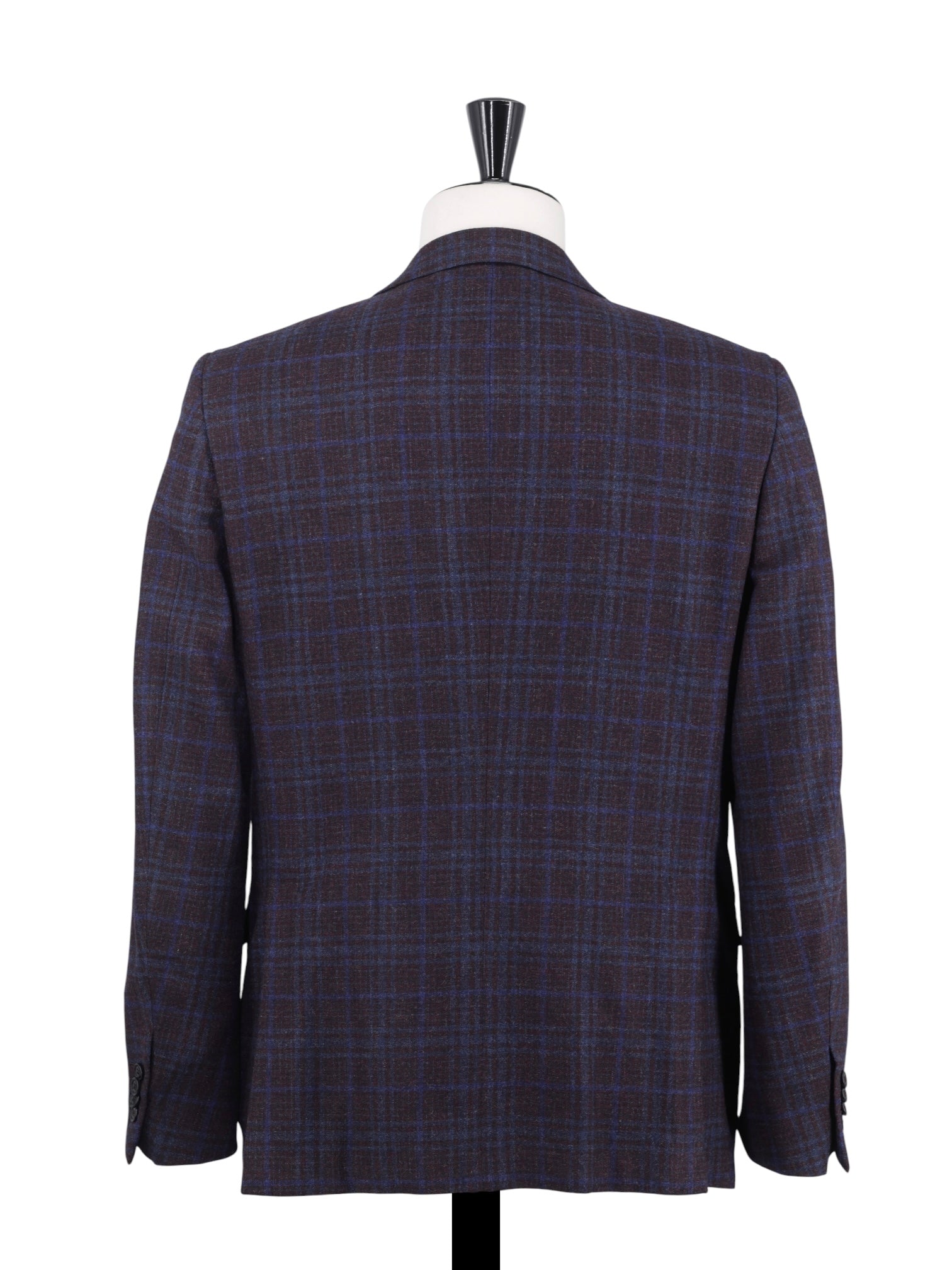 Ermenegildo Zegna Burgundy & Royal Blue Wool, Alpaca & Cashmere "Trofeo Tweed" Milano Easy Jacket